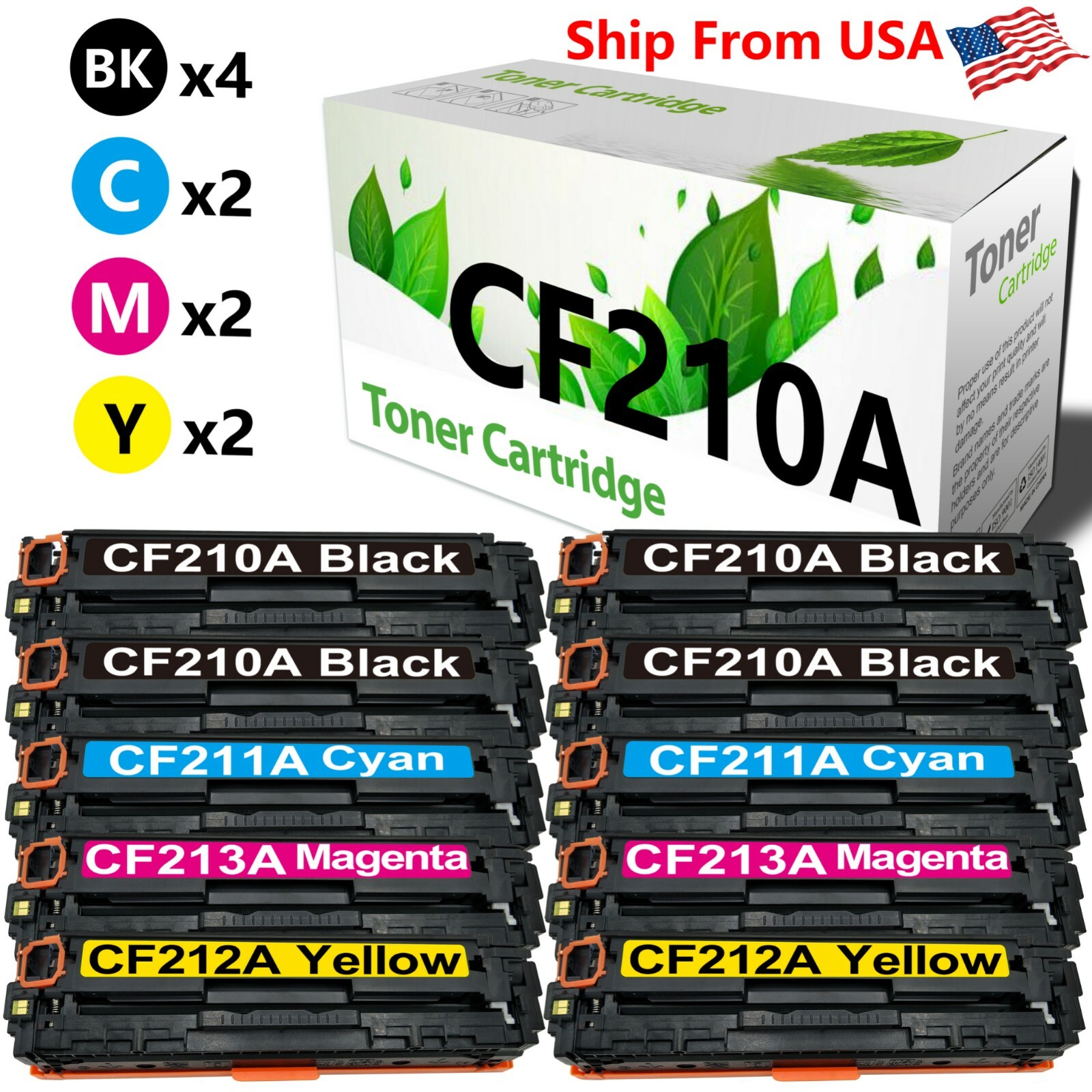 10PK CF210A-3A Toner Cartridge replace for Color MFP M251nw M251n M276n