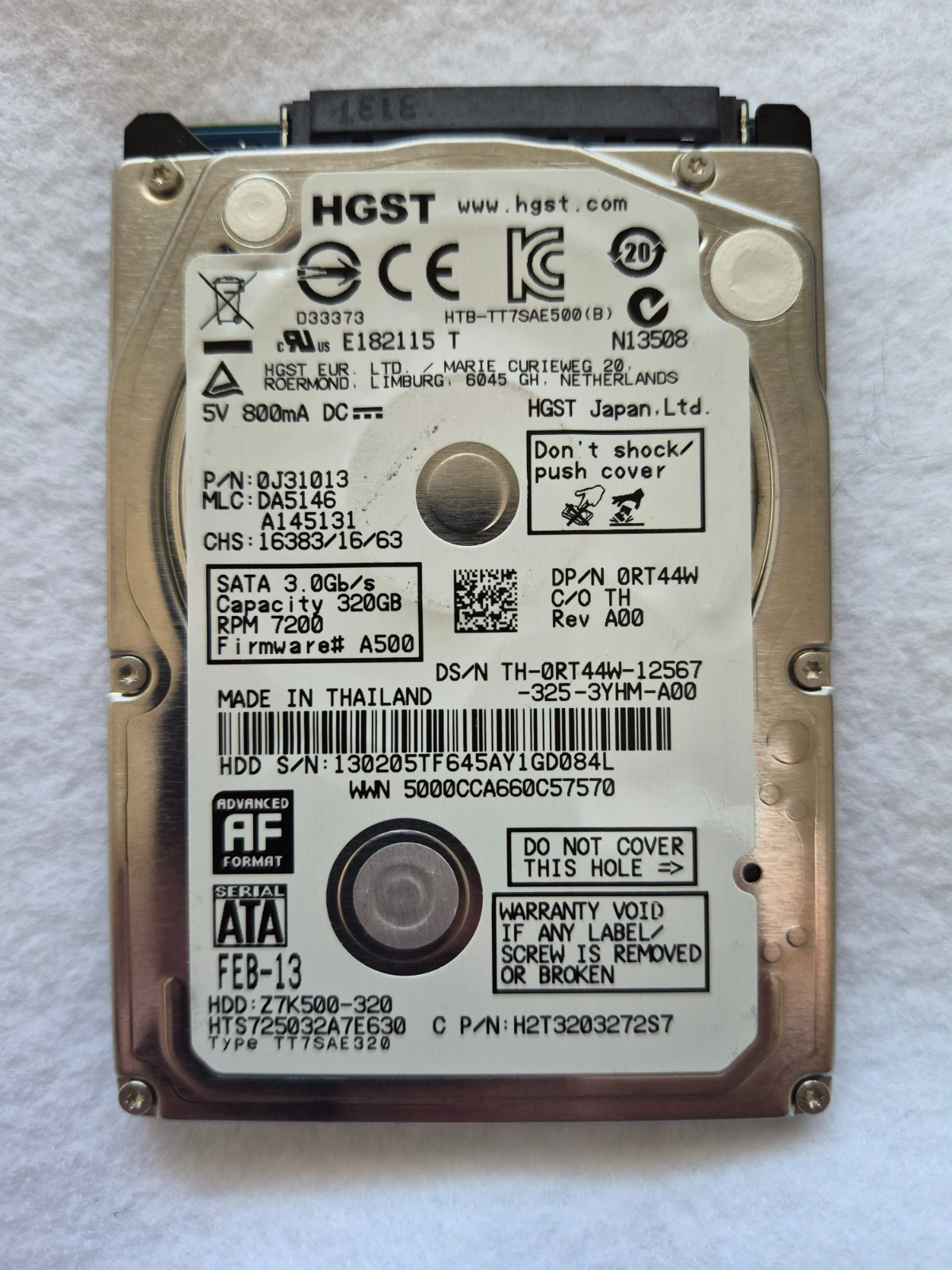 HGST HTS725032A7E630 320GB 2.5 SATA 7200RPM HDD Tested Wiped 1761 Hours Good HDD