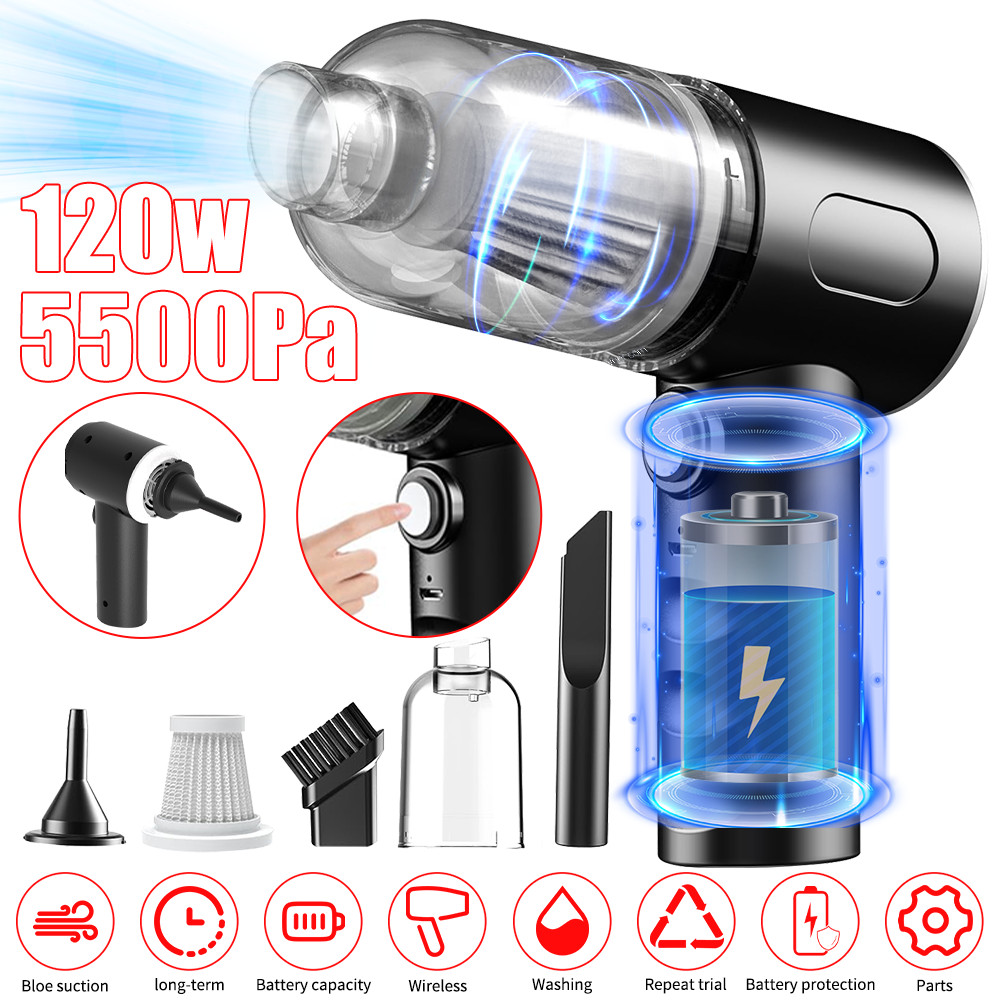 Car Vacuum Cleaner 5500Pa 2-in-1 Electric Air Duster For Car Cleaning Cordless