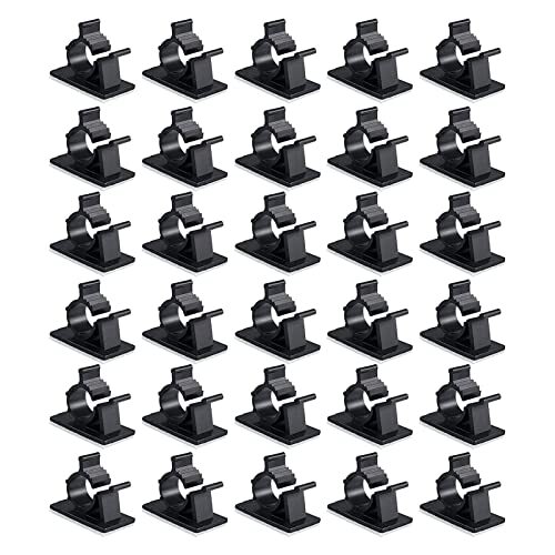  30 Pcs Black Clips Self Adhesive Backed Nylon for 0-0.4''(10mm) cable 30black