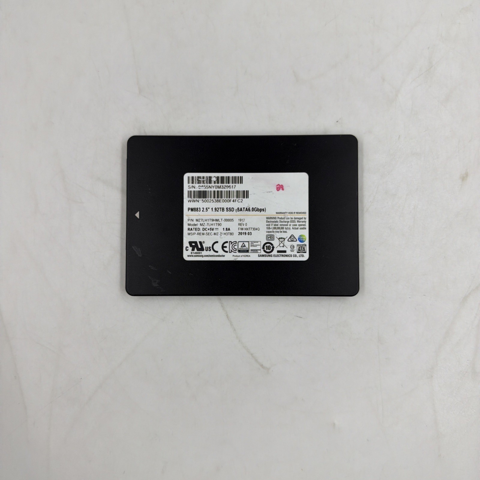 Samsung PM883 MZ-7LH1T90 1.92TB 2.5" SATA 6Gb/s Solid State Drive