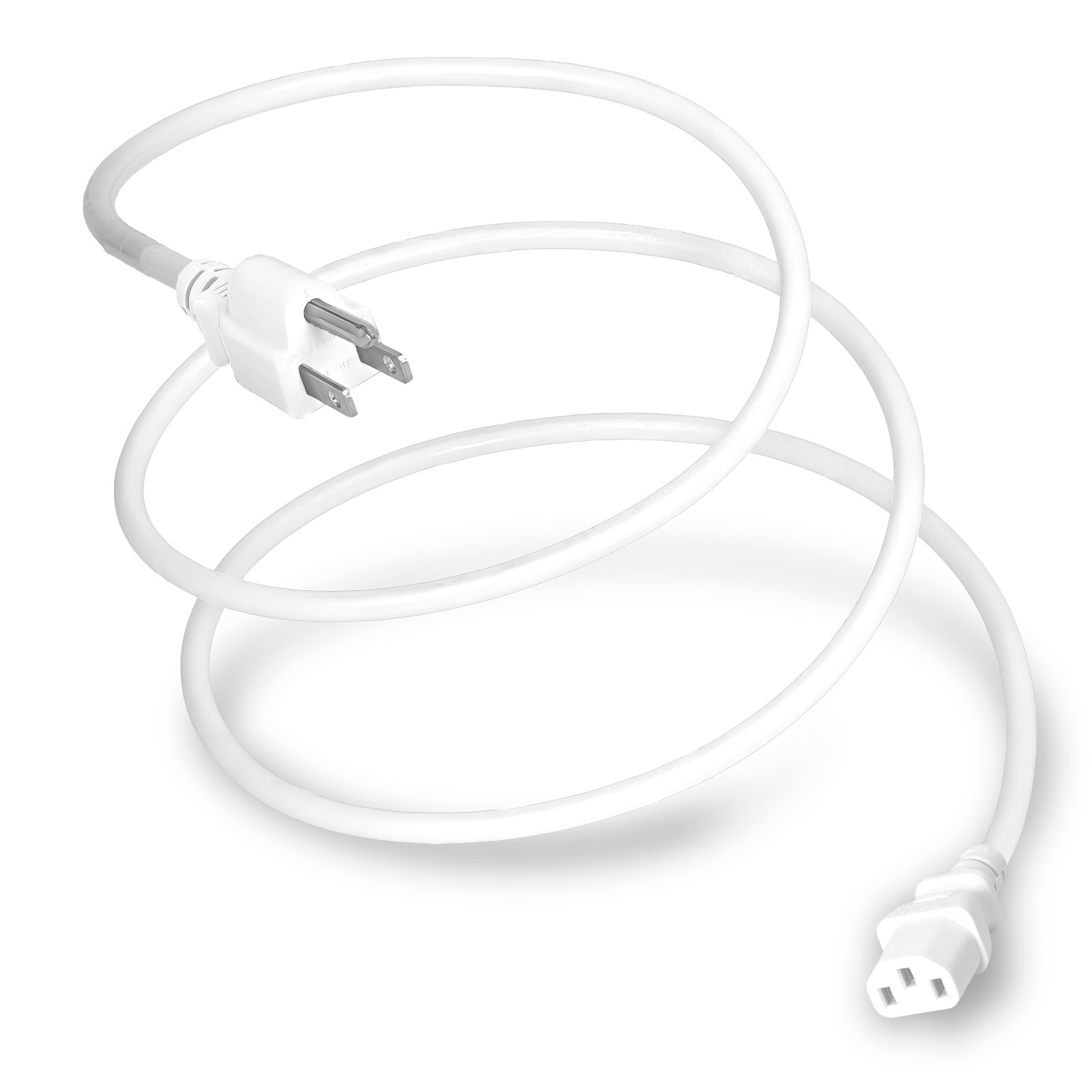 Nema 5-15P to C13 15A 125V 14/3 SJT Power Cord - White - 2ft