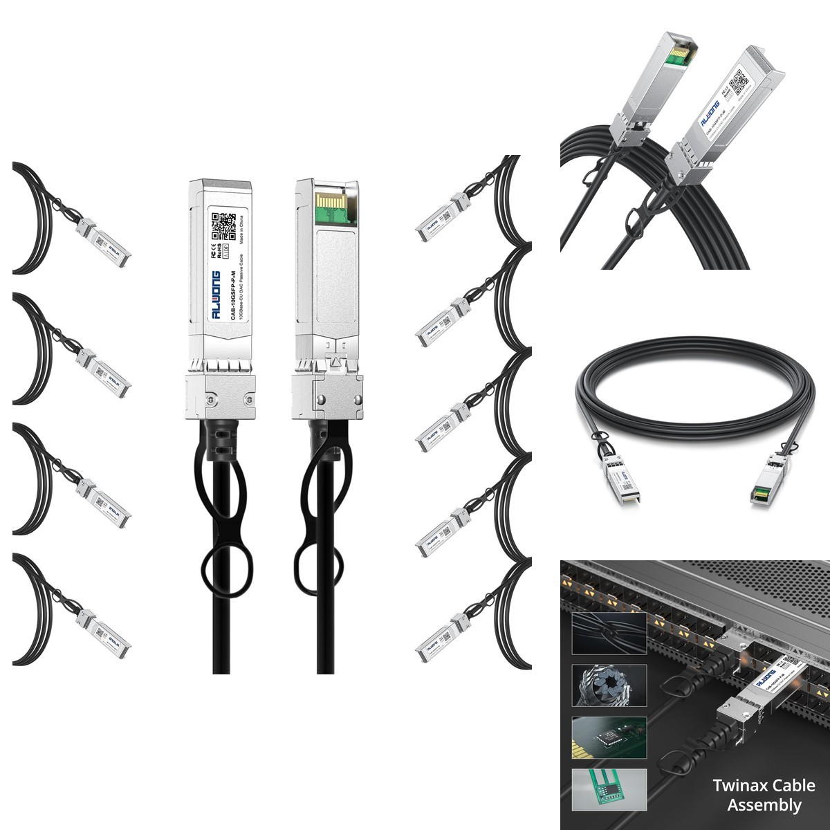 Alwong 10G SFP+ Direct Attach Copper Twinax Cable 10-Pack 1.5m