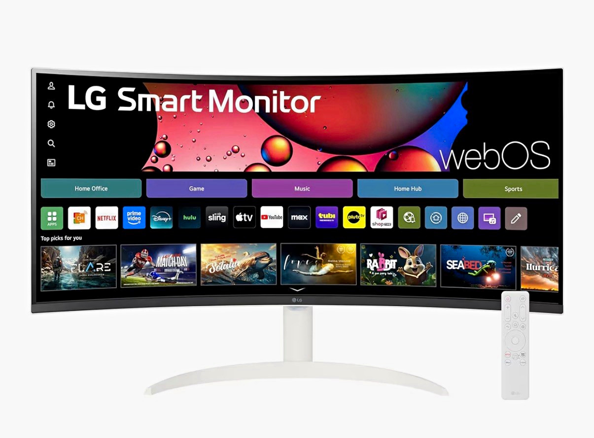 LG 34SR60QC-W 34-inch QHD (3440x1440) Curved Smart Monitor with Streaming