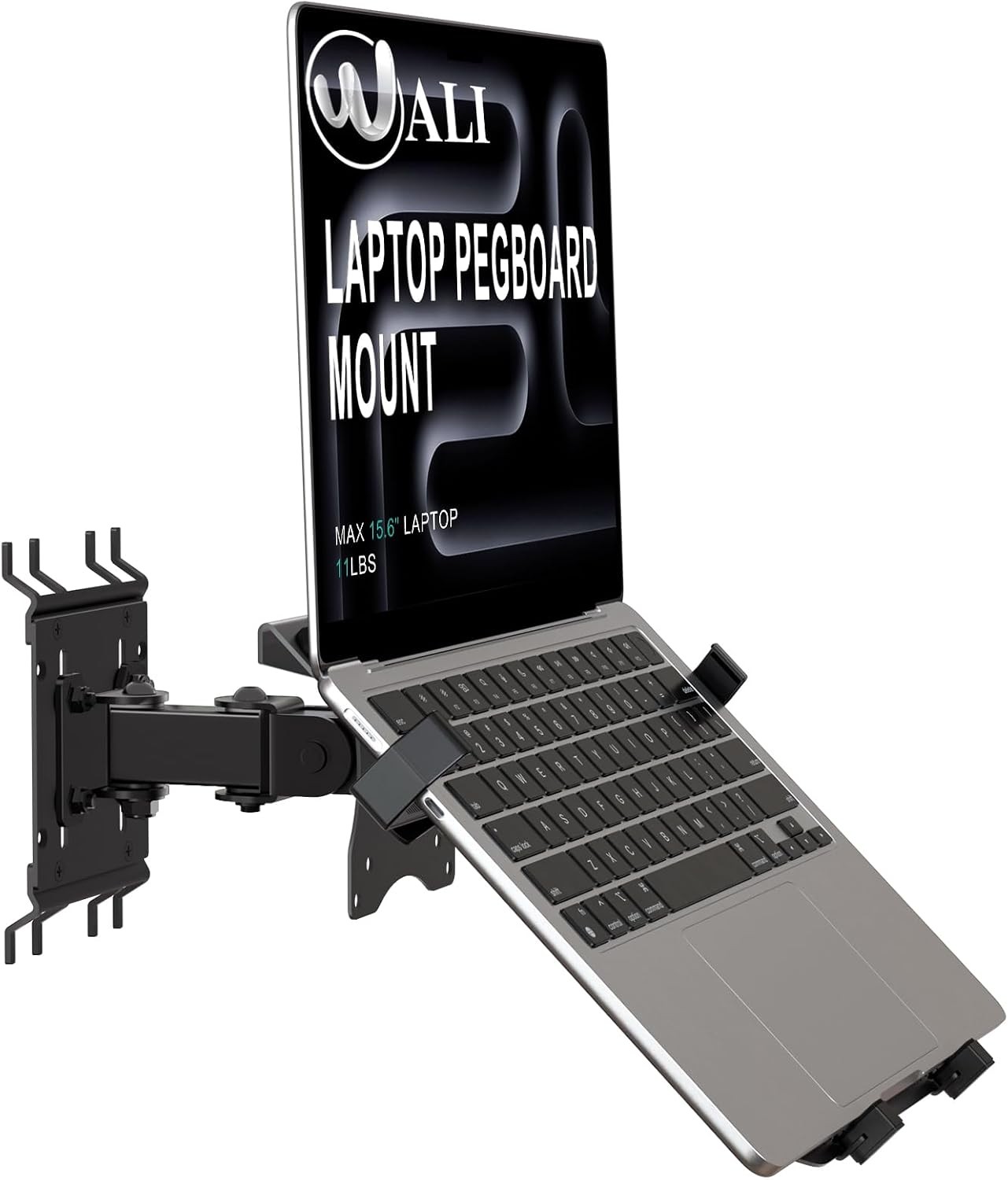 Articulating Pegboard Adjustable Mount for Laptop and Monitor
