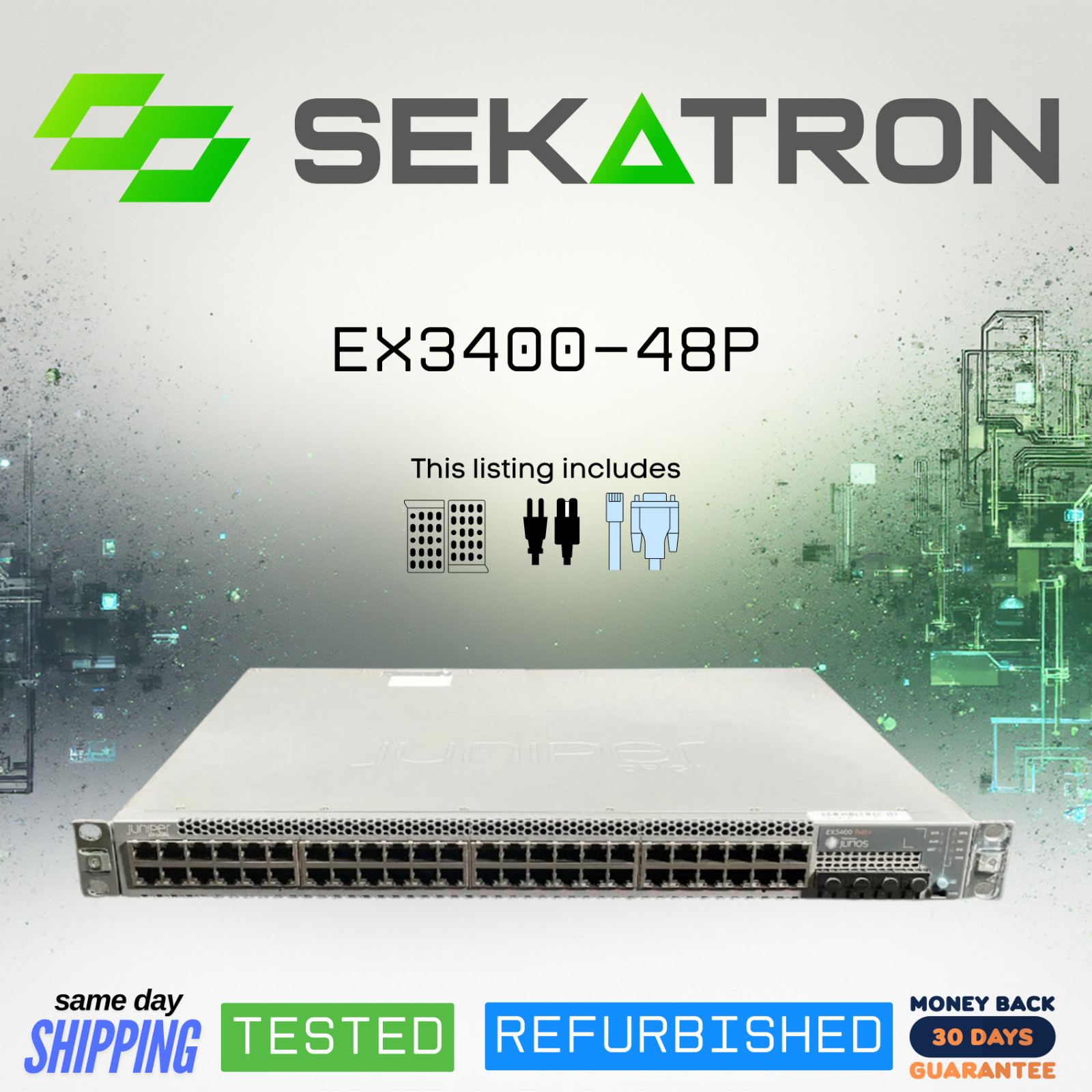 🔀 Juniper EX3400-48P • 48x PoE+ Gigabit • 4x 10G SFP+ • Single PSU Switch ⚡