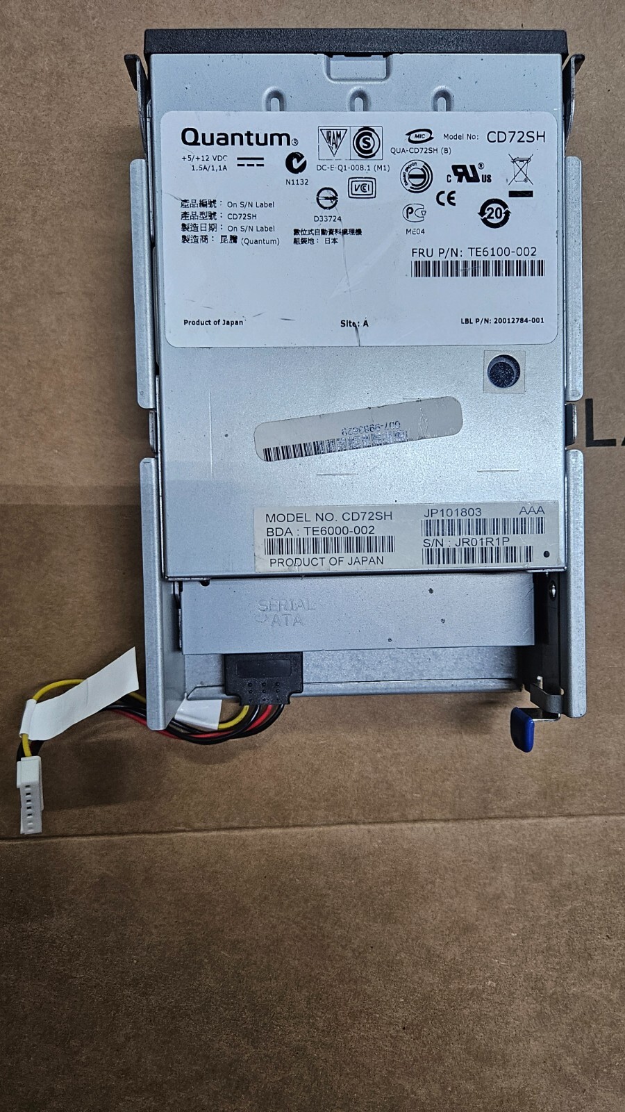Quantum Panasonic DAT72 SATA Drive TE6100-002 CD72SH  TE6000-002  QUA-CD72SH