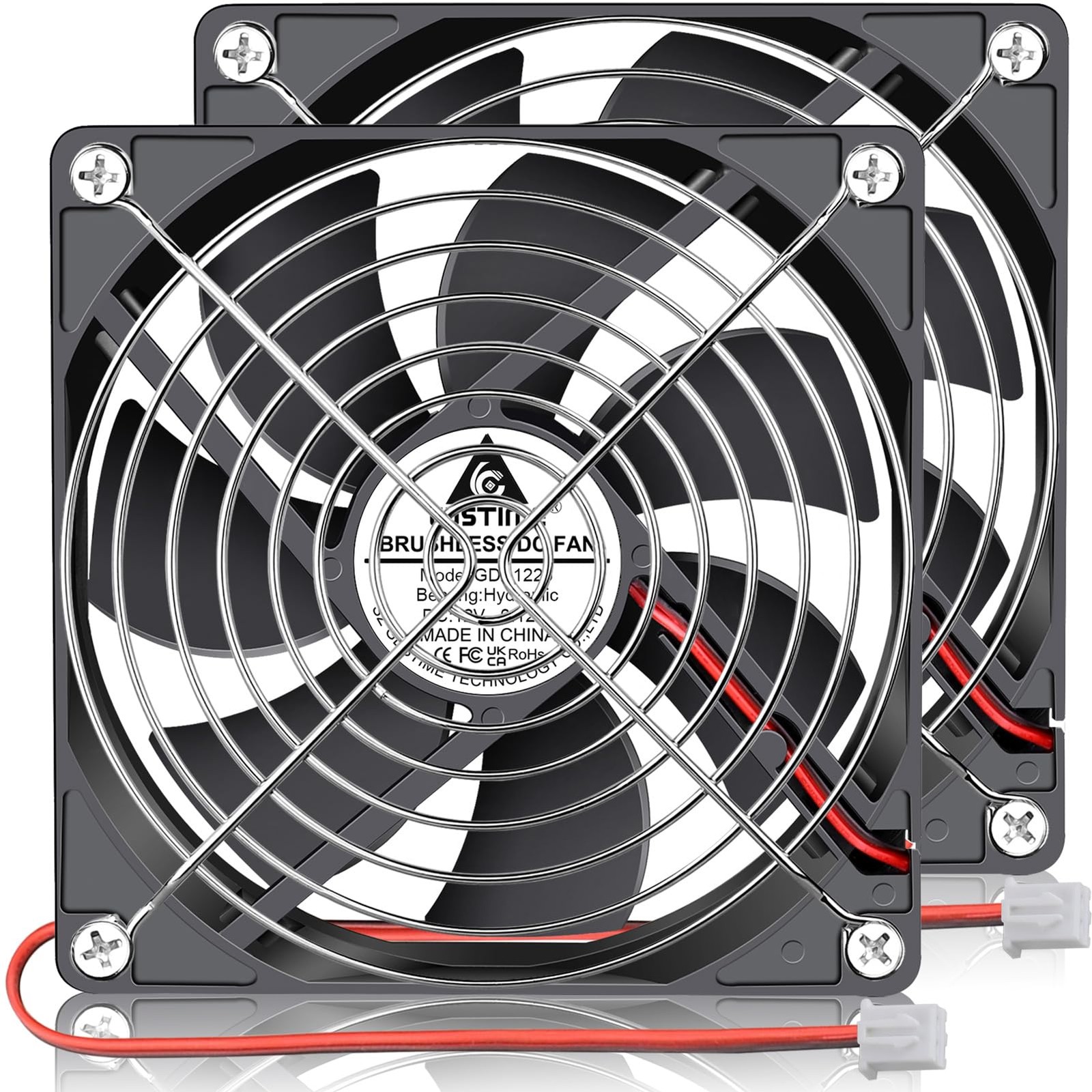 GDSTIME 120mm 12V 2 Pin Hydraulic Bearing DC Brushless Cooling 120x120x25mm