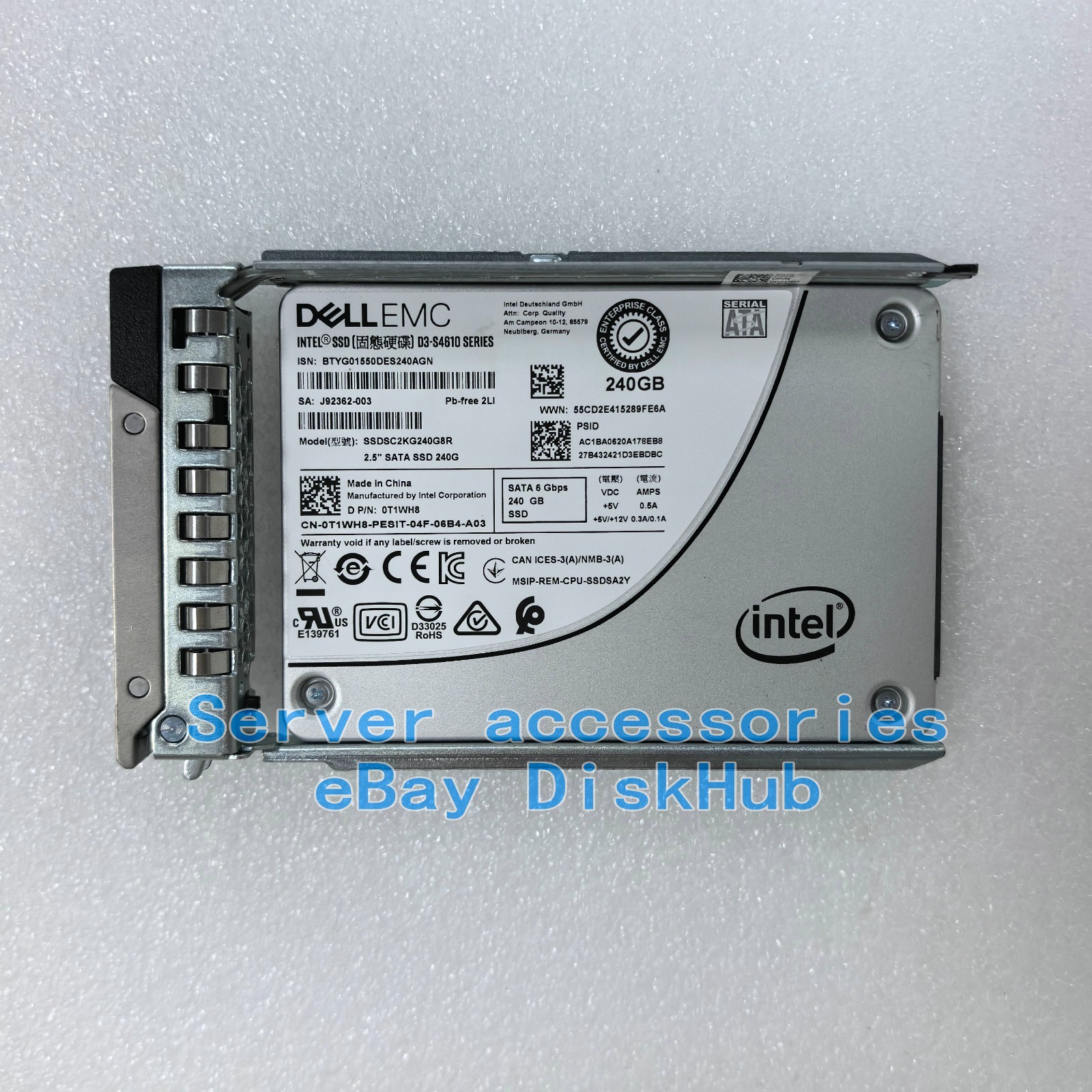 Dell EMC 0T1WH8 Intel S4610 240GB 2.5" SSDSC2KG240G8R SSD Solid State Drive