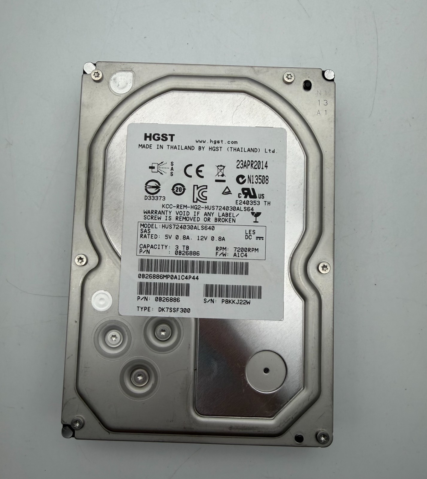 HGST HUS724030ALS640 3TB 6Gb/s 7.2K 64MB Cache 3.5" SAS Hard Drive 0B26886