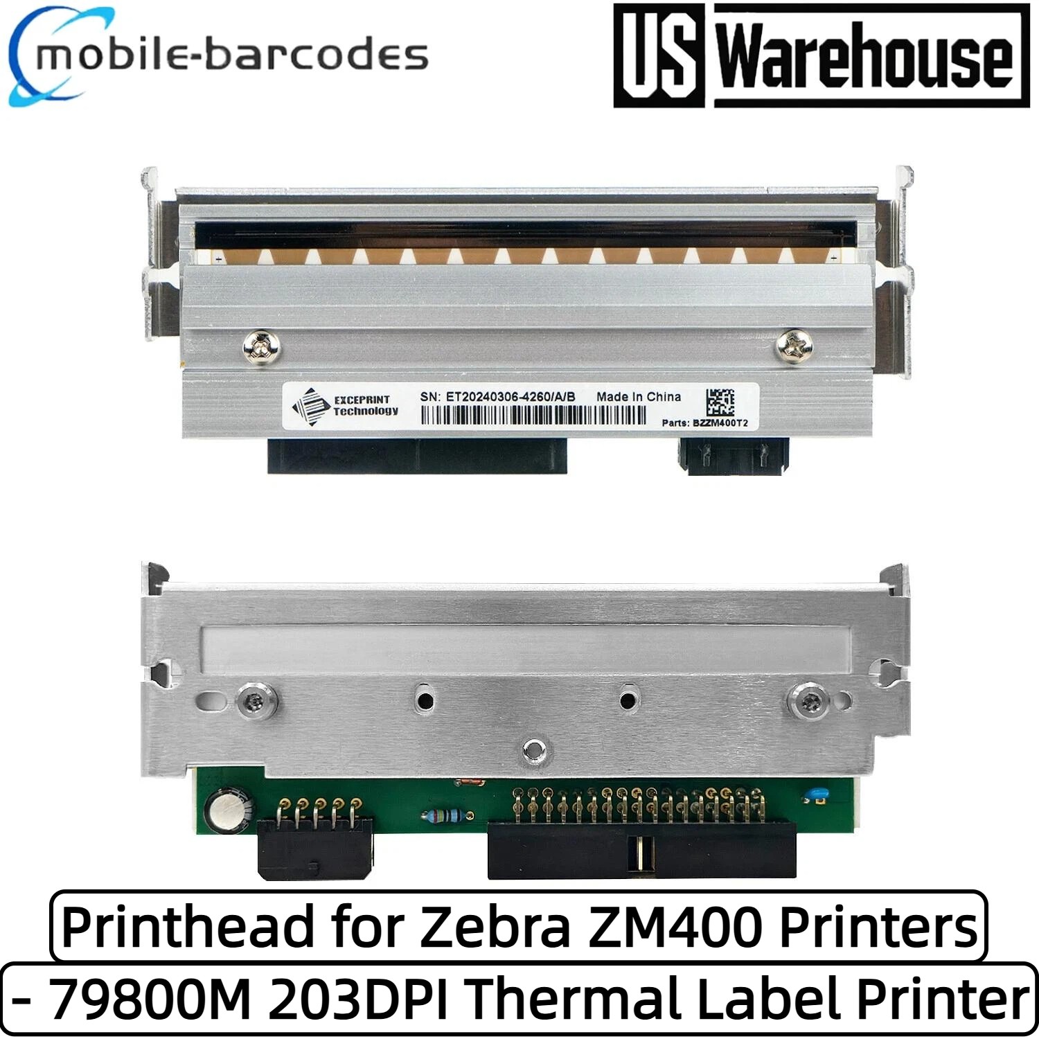 New Printhead for Zebra ZM400 Printhead 203dpi Thermal Label Printer PN: 79800M
