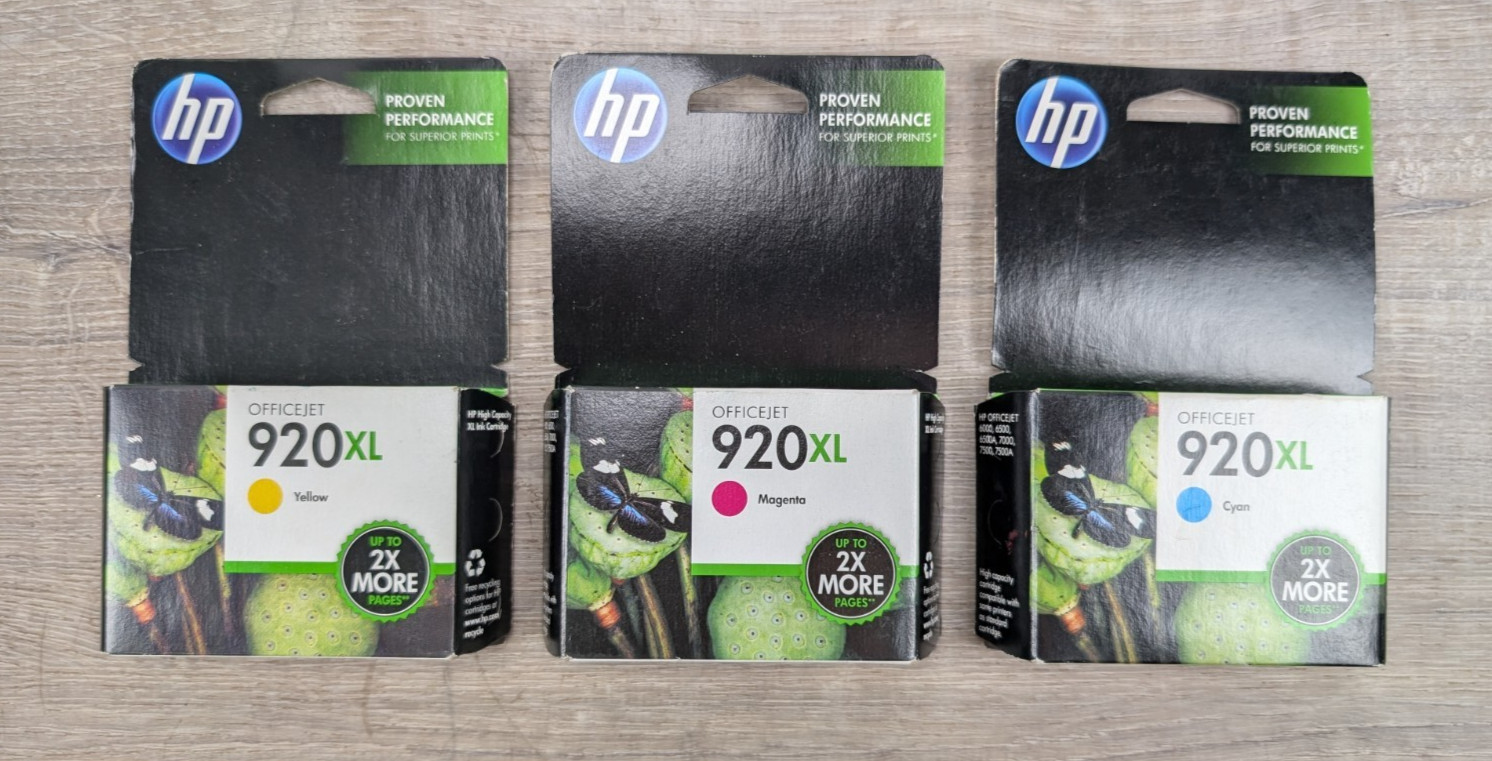 HP 920XL Color Ink Cartridges Cyan, Magenta, Yellow OEM Lot Bundle Toner 2013