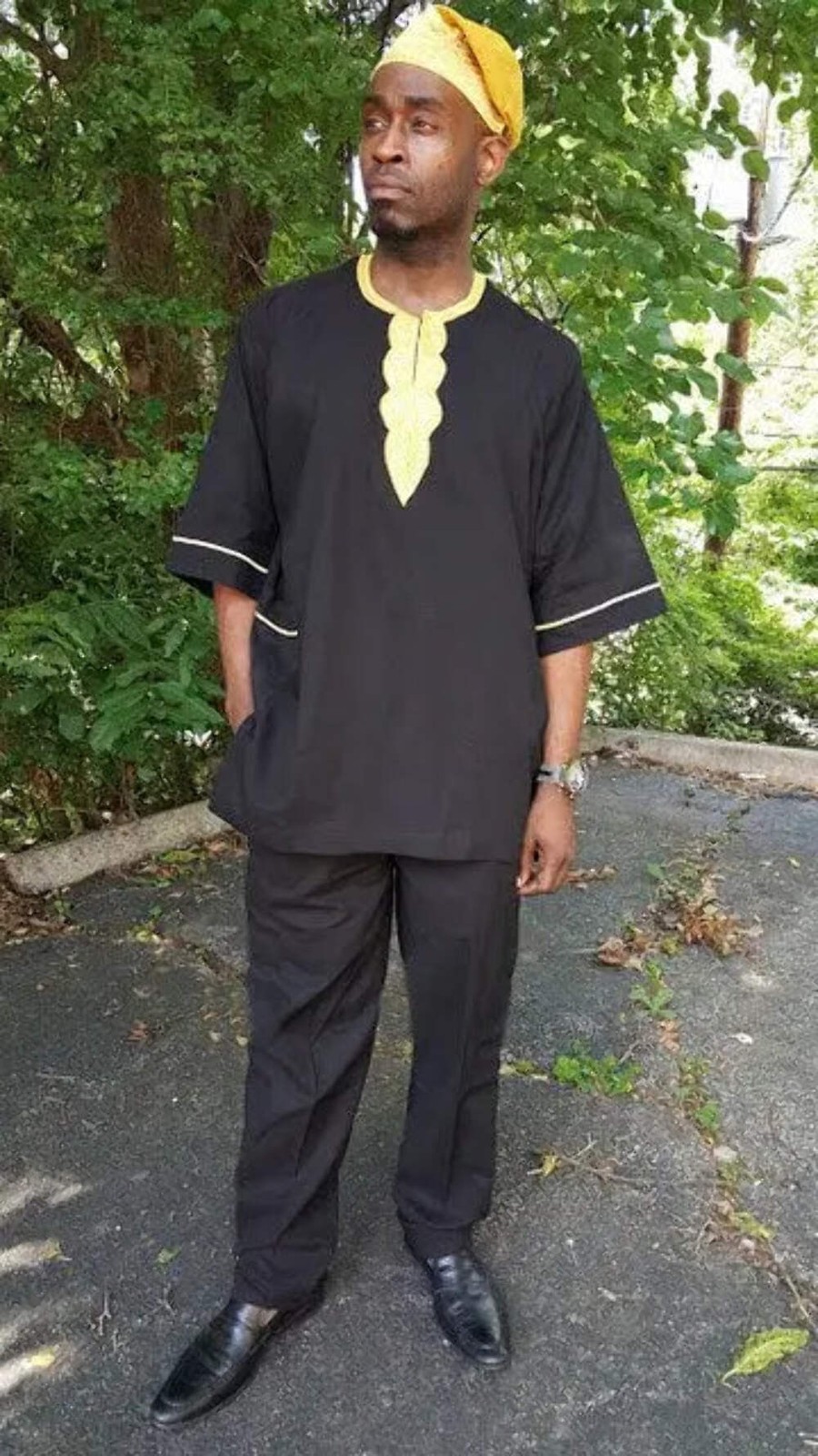 Kefi Black and Gold Dashiki with Pants-DP2466TP