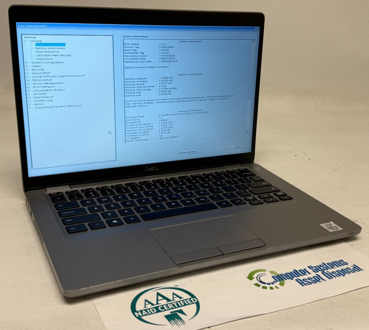 Dell Latitude 5410 14" (i5-10310u 1.70GHz - 16GB RAM - 256GB SSD - Win11Home)