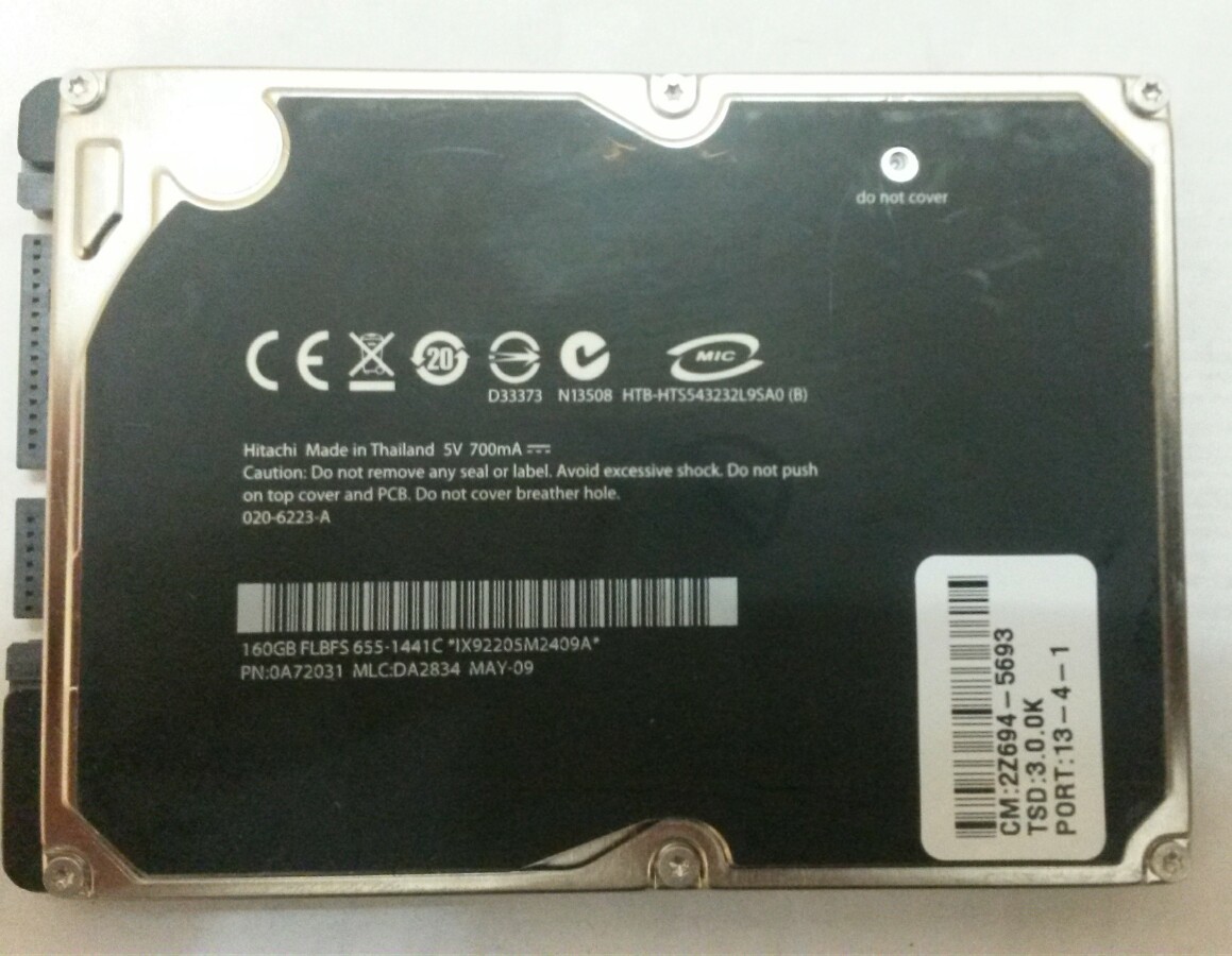 HITACHI HTS543232L9SA0 Apple Genuine Laptop Hard Drive Disk 160GB SATA Notebook