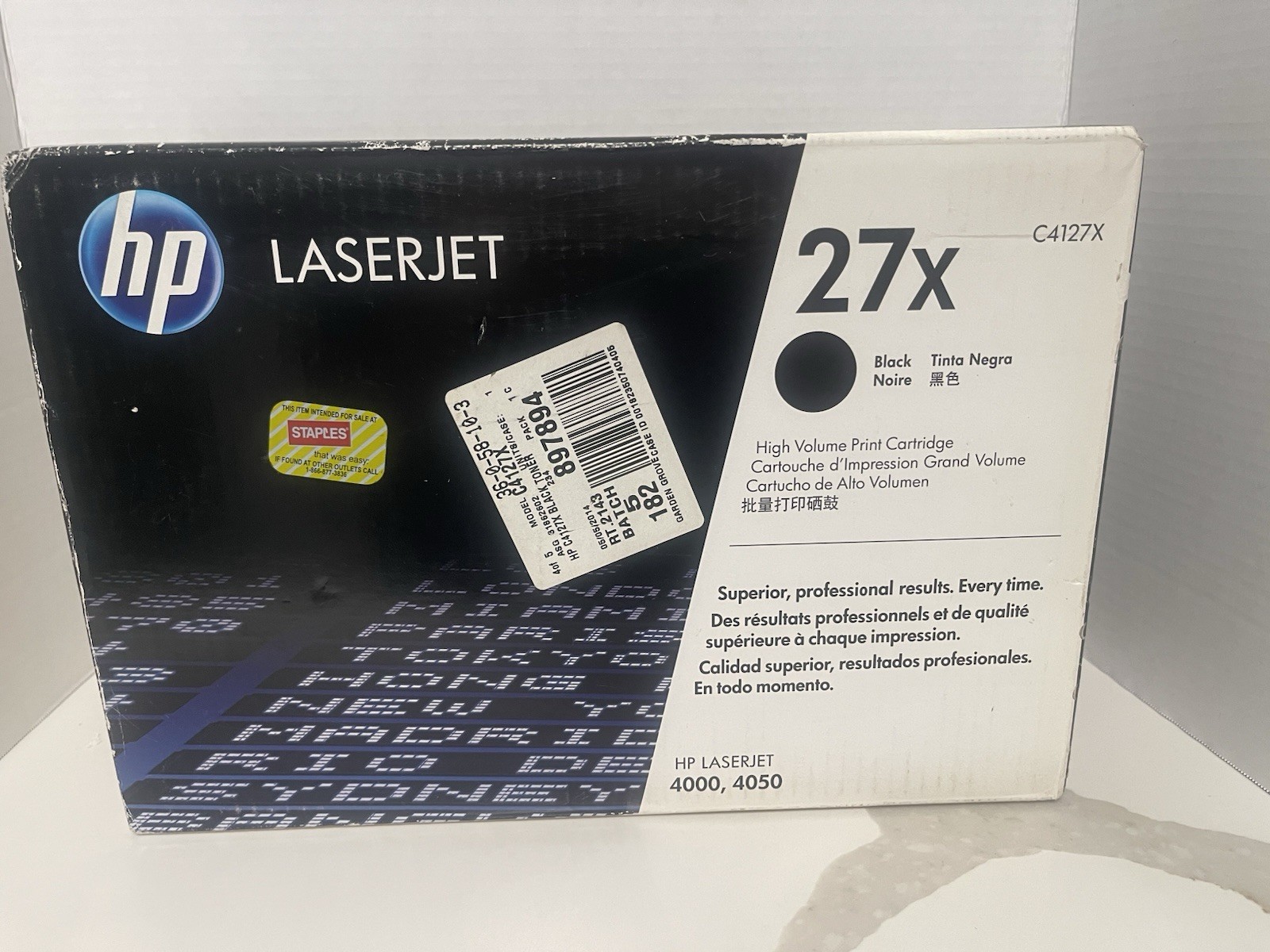 Genuine HP 27X Black High Yield Toner Cartridge, C4127X New and Sealed 