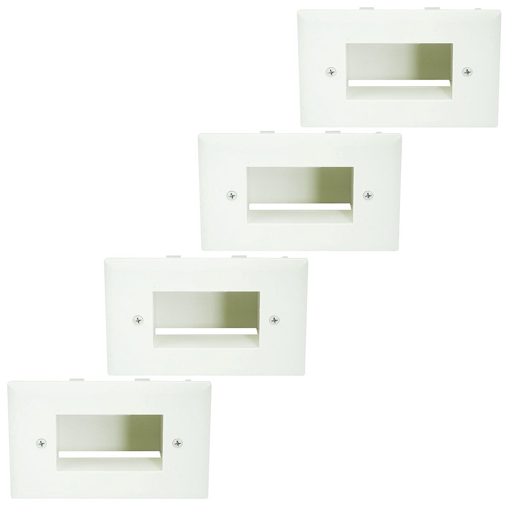 4x Recessed Wall Plate Low Voltage HDMI Audio Video Cable Pass Thru Lite Almond