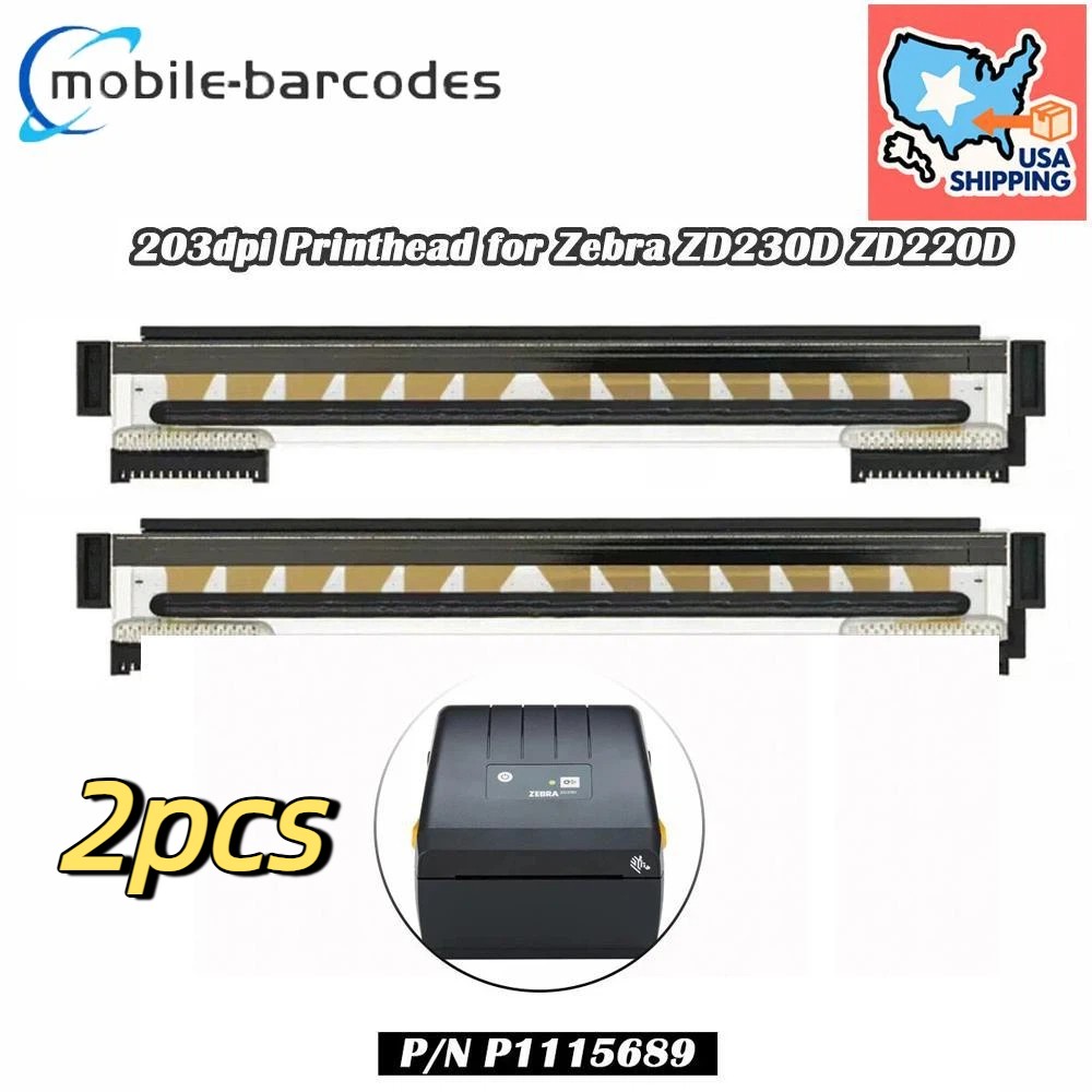 2pcs New Printhead for Zebra ZD230D ZD220D 203dpi Thermal Label Printer P1115689