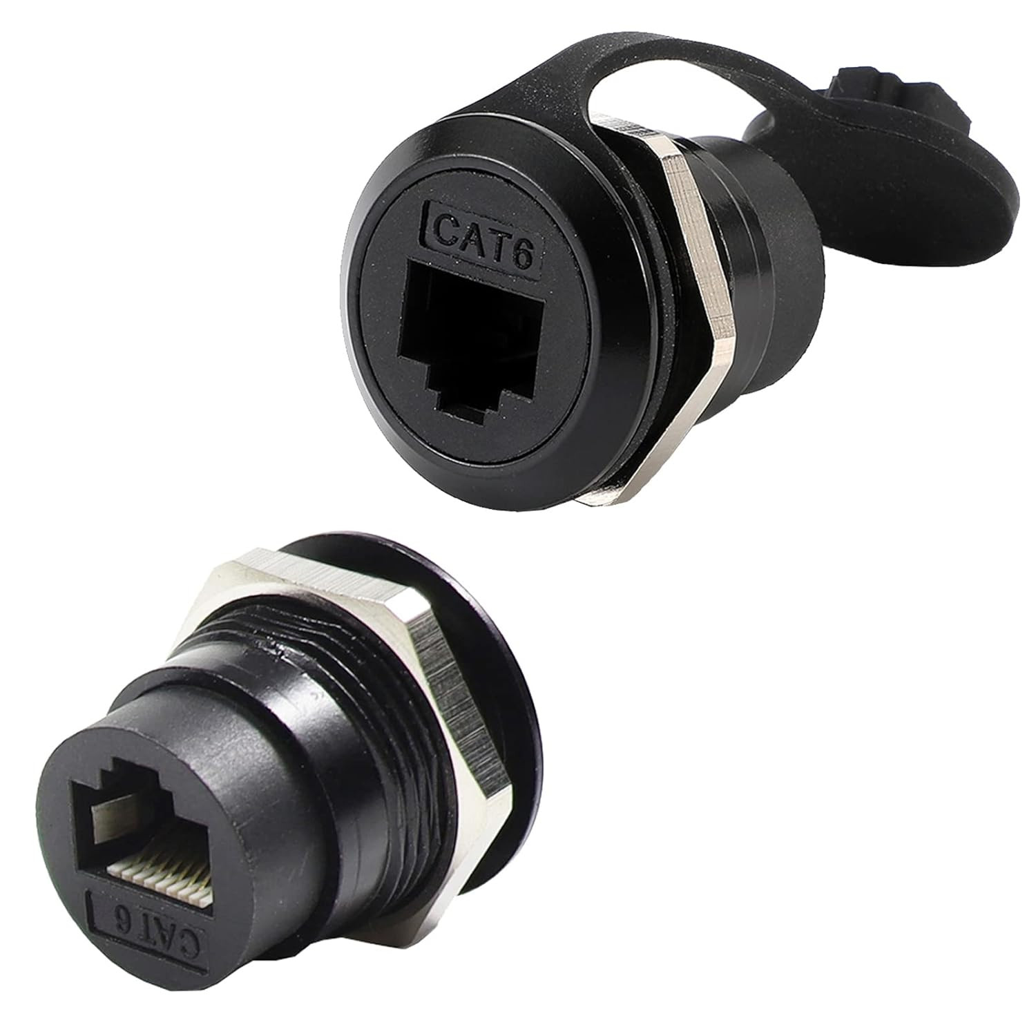 2Pack RJ45 Panel Mount Coupler, Ethernet LAN Pass through Connector, CAT6 Female