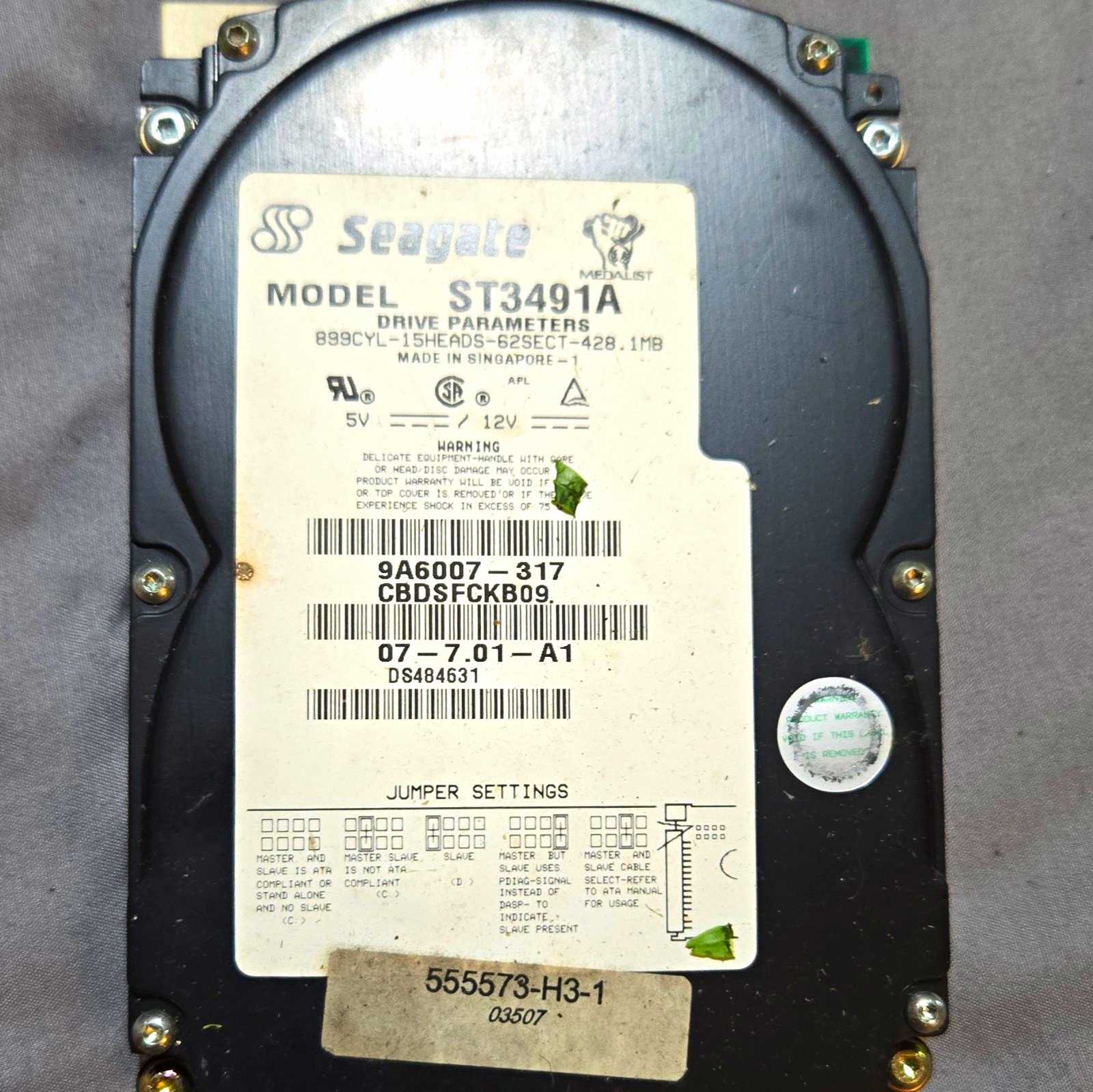 Seagate Medalist 428.1MB 3.5in IDE ATA Internal HDD 3600RPM ST3491A