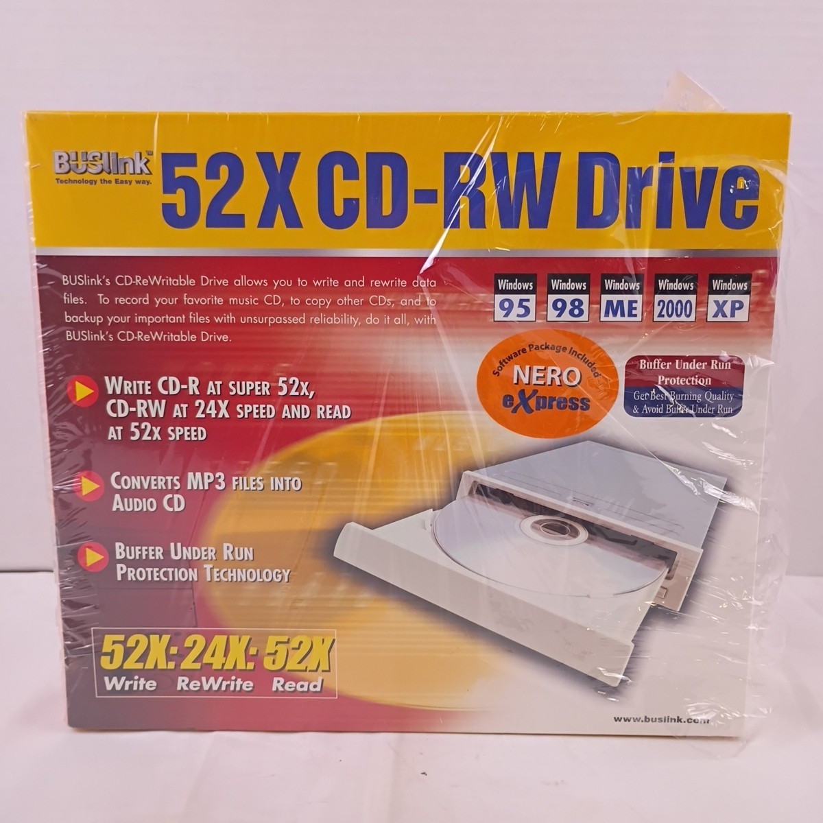 BUSlink 52 X CD-RW Drive 52X 24X 52X XP 2000 ME 98 95 with Nero Express New