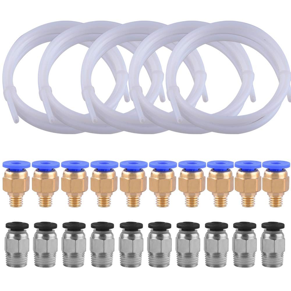 SIQUK 5 Pcs Teflon Tube PTFE Tubing (1M) white