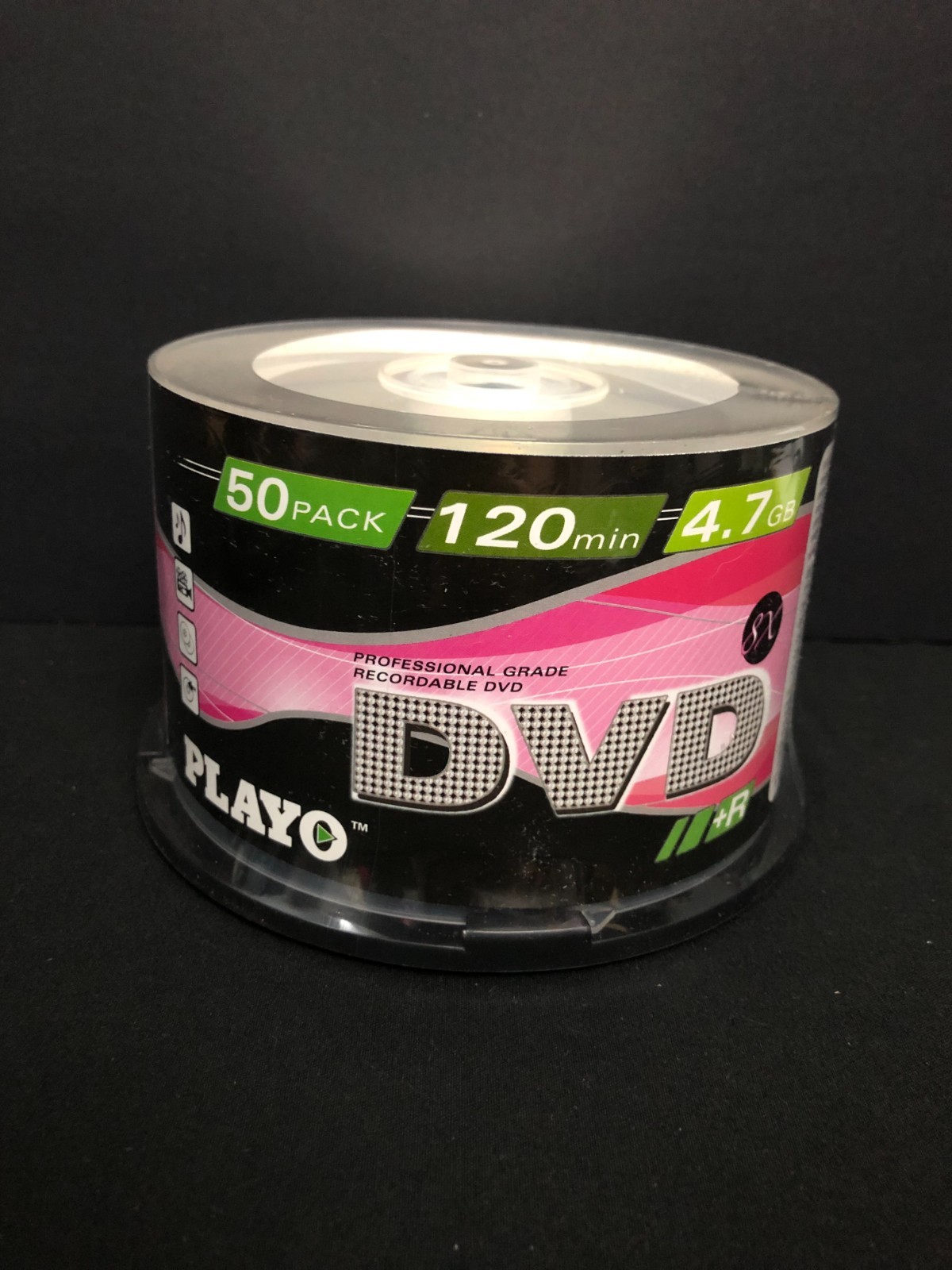 PLAYO DVD +R 50 Pack 4.7 GB Data / 120 Minute Video Sealed Cake