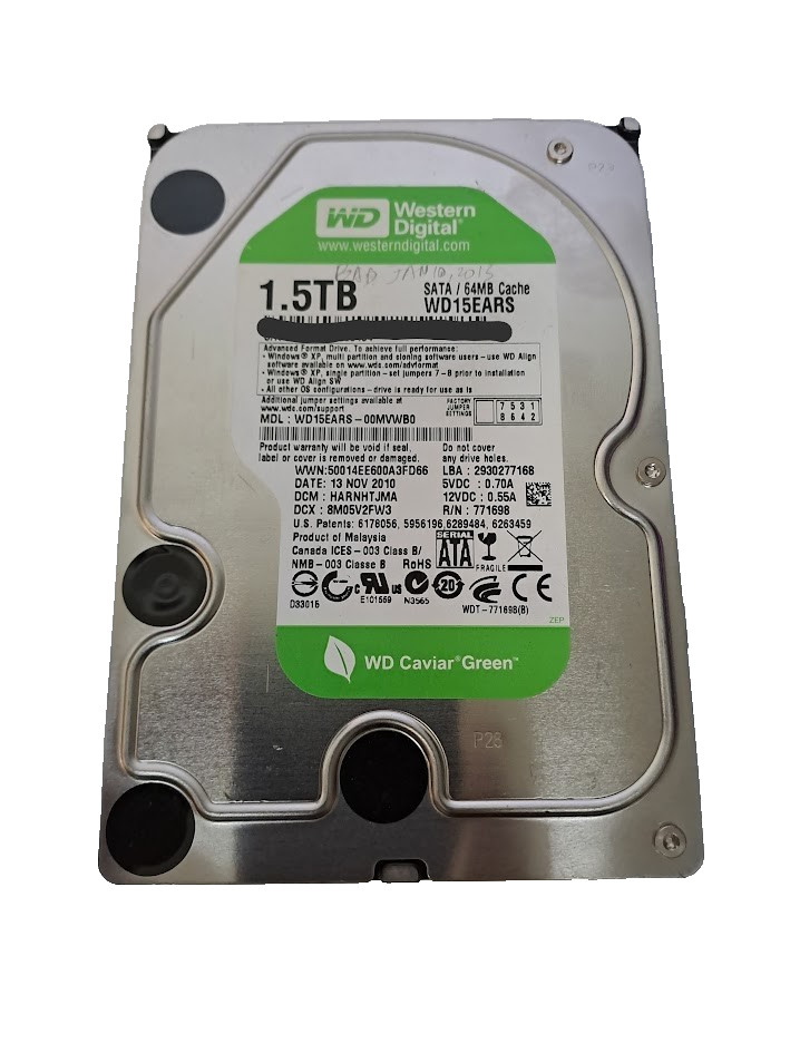 Western Digital WD15EARS-00MVWB0 Hard Drive 1.5TB 3.5" SATA