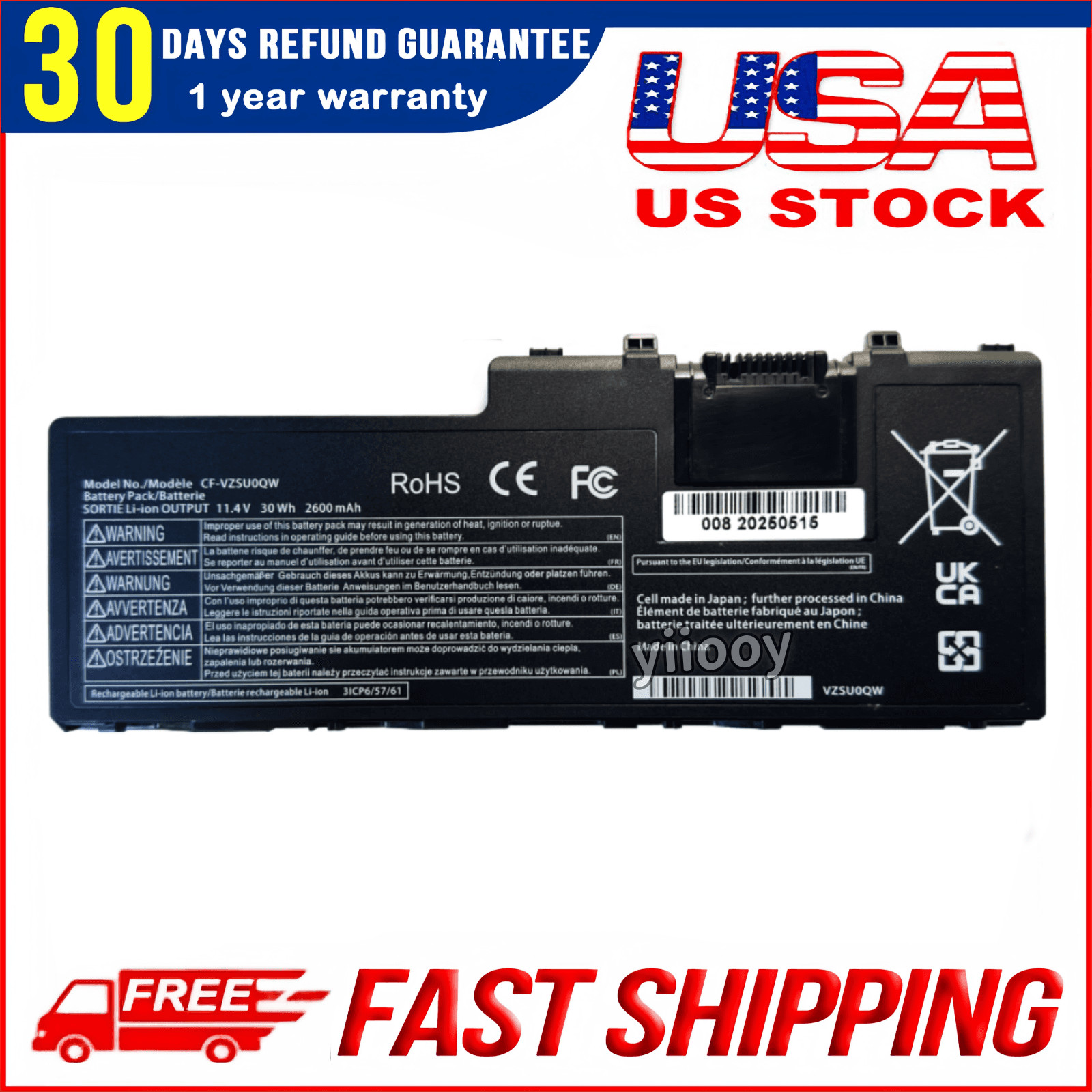 New OEM 30Wh CF-VZSU0QW Battery for Panasonic Toughbook CF-20 CF20 Mk1 Tablet PC
