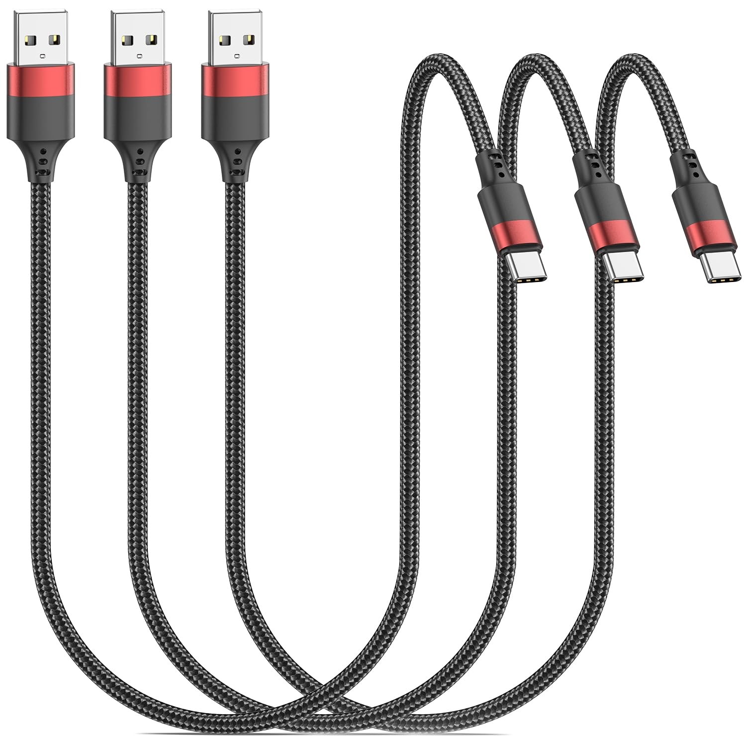 Vienceen 1.5 FT USB C Cable, Short to C Cord [18 inch, 3 1.5ft, Black 