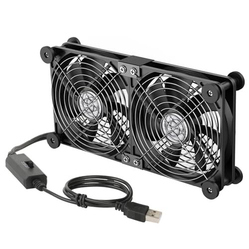 ELUTENG Dual 120mm AC Cooling Fan 12V 3-Speed 1500RPM 52.7CFM 25dBA w/ Adapter