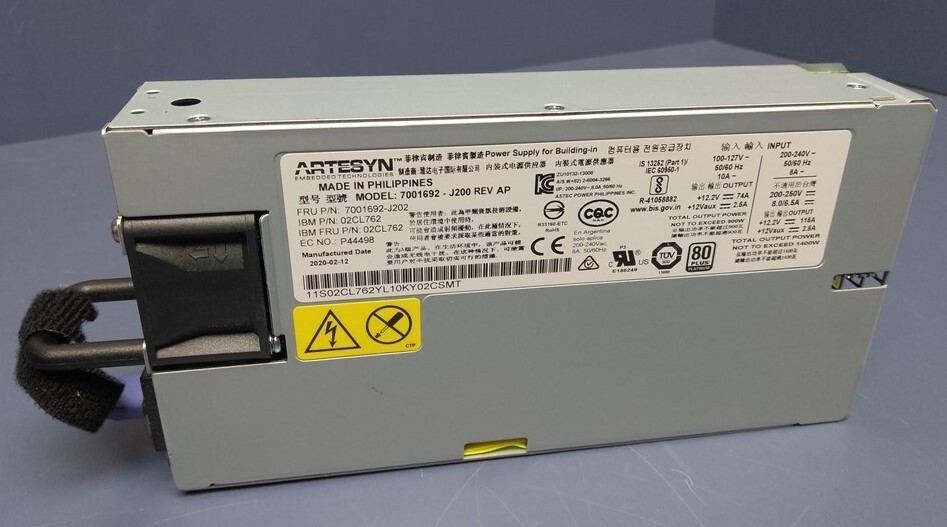 Artesyn IBM 1400W Power Supply 7001692-J202, 01AF591, 02CL762, 80 plus Platinum