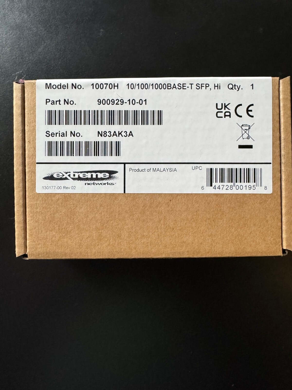 Extreme networks 10/100/1000Base-T SFP 10070H NEW Original (8 each unopened)