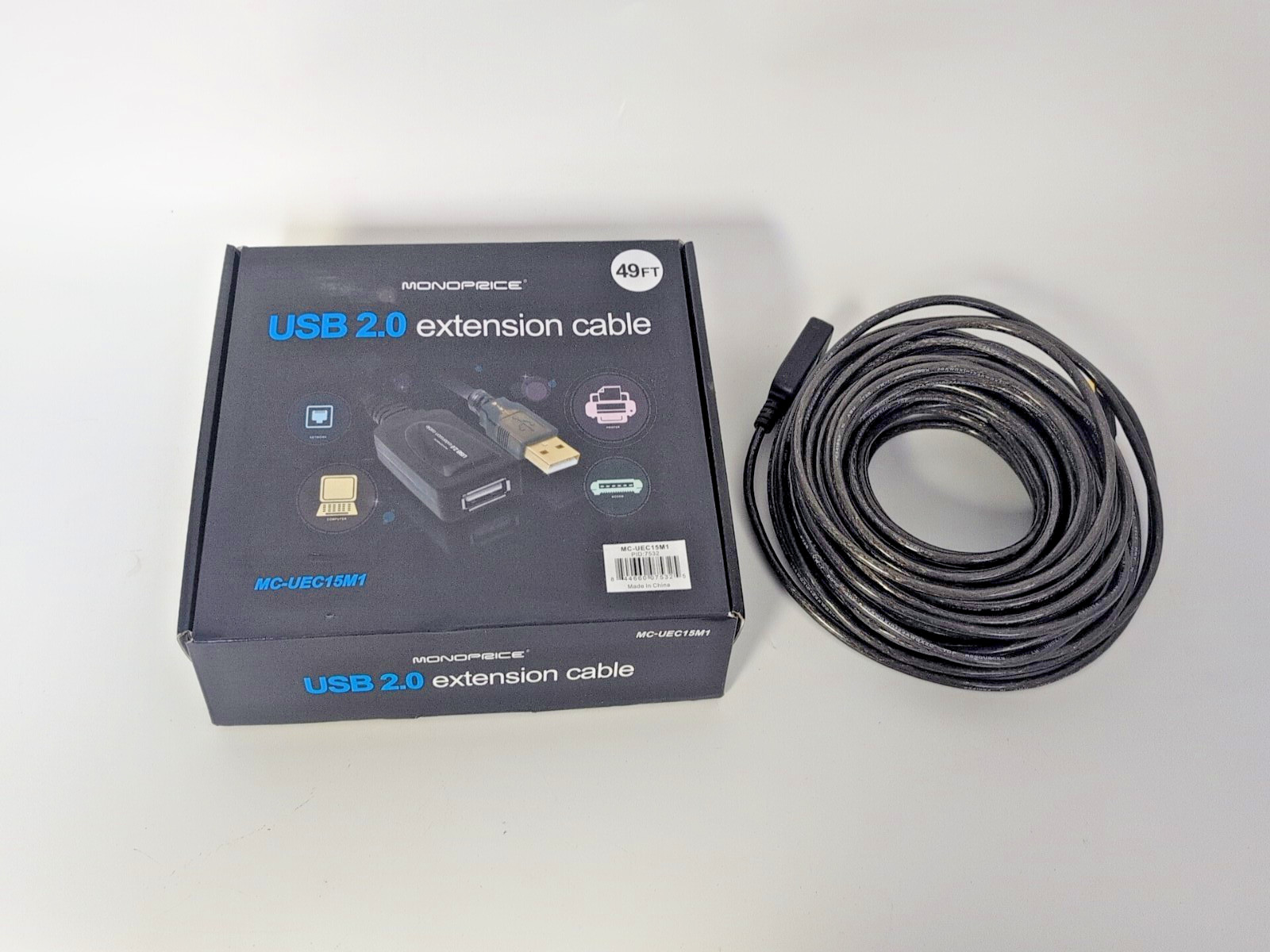 Monoprice USB 2.0 Extension Cable 49ft Male to Female MC-UEC15M1