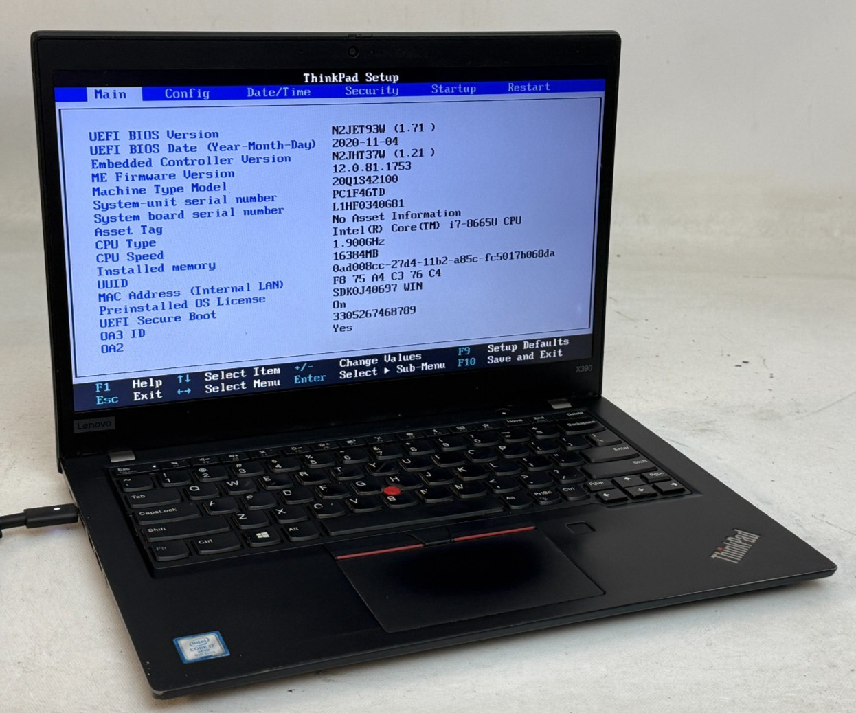 Lenovo ThinkPad x390 13.3" (i7-8665u - 16GB RAM - 256GB SSD - Win11Home)