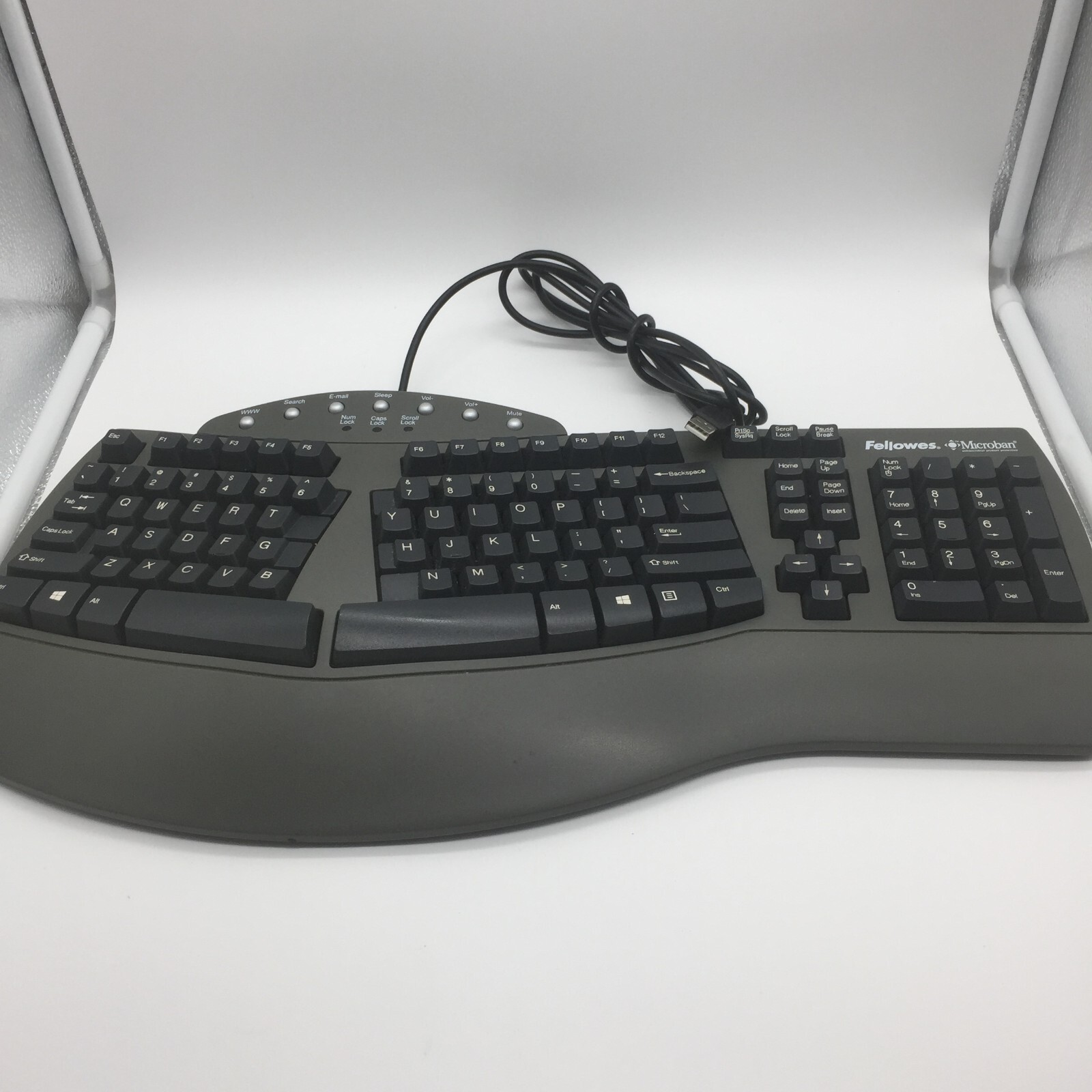 Fellowes Microban Ergonomic Wired USB Keyboard  KU-9938 / 98915 