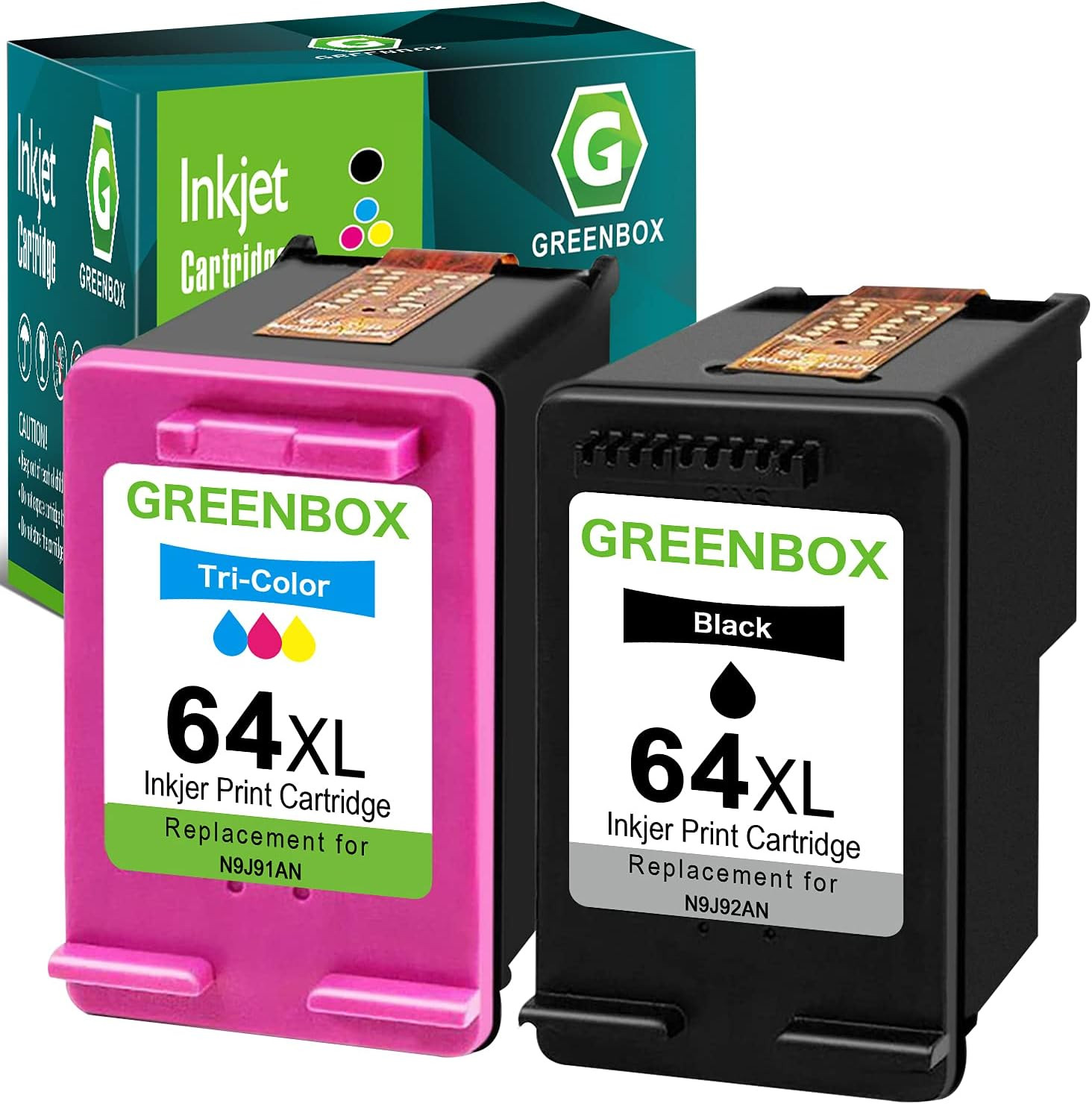 64XL Ink Cartridges Combo Pack Black/Tri-Color for 64 Ink, 2-Pack