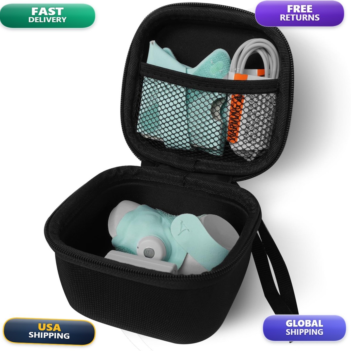 Hard Travel Case for Owlet Dream Sock Baby Monitor - Black