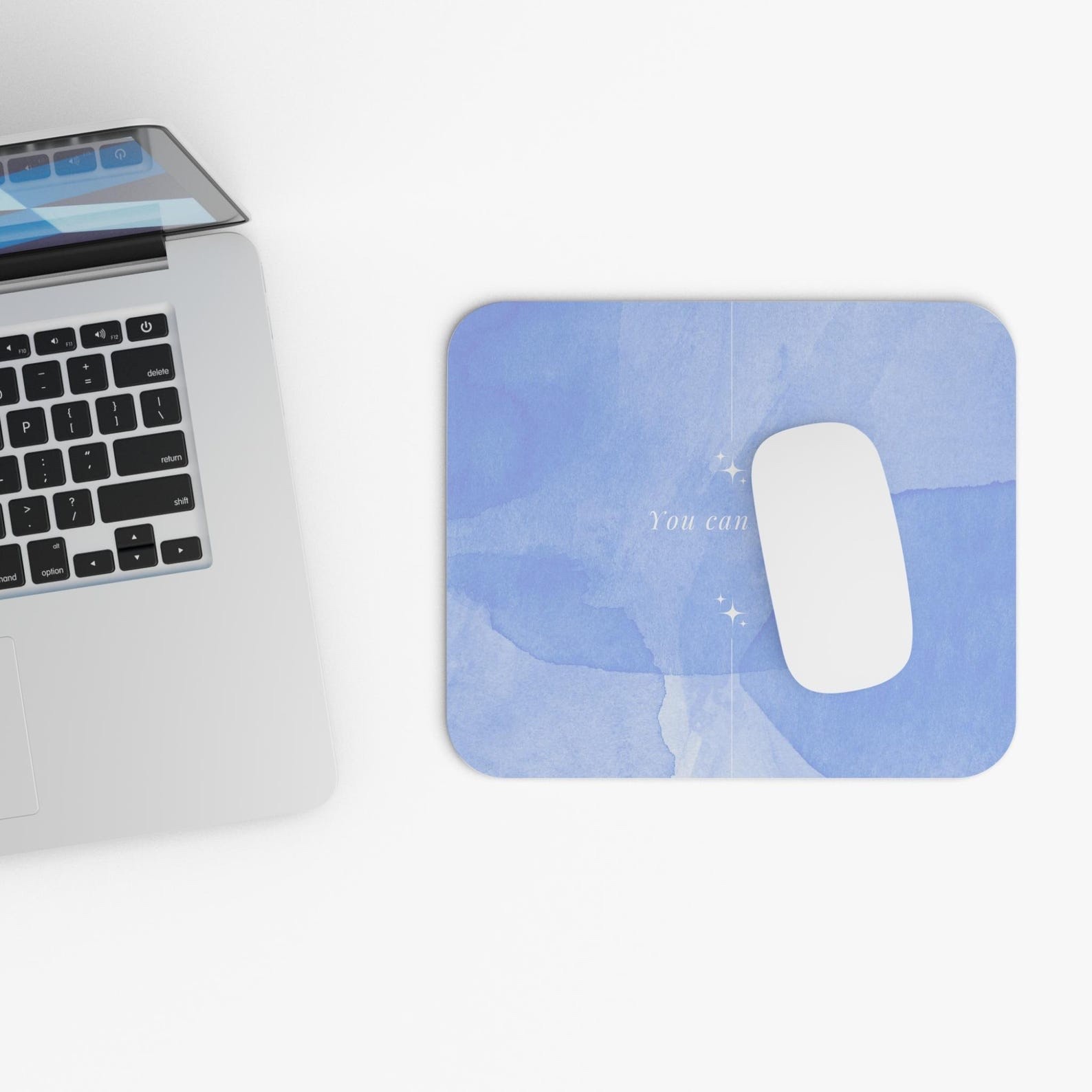 Blue Watercolor Mouse Pad | Inspirational Desk Mat |