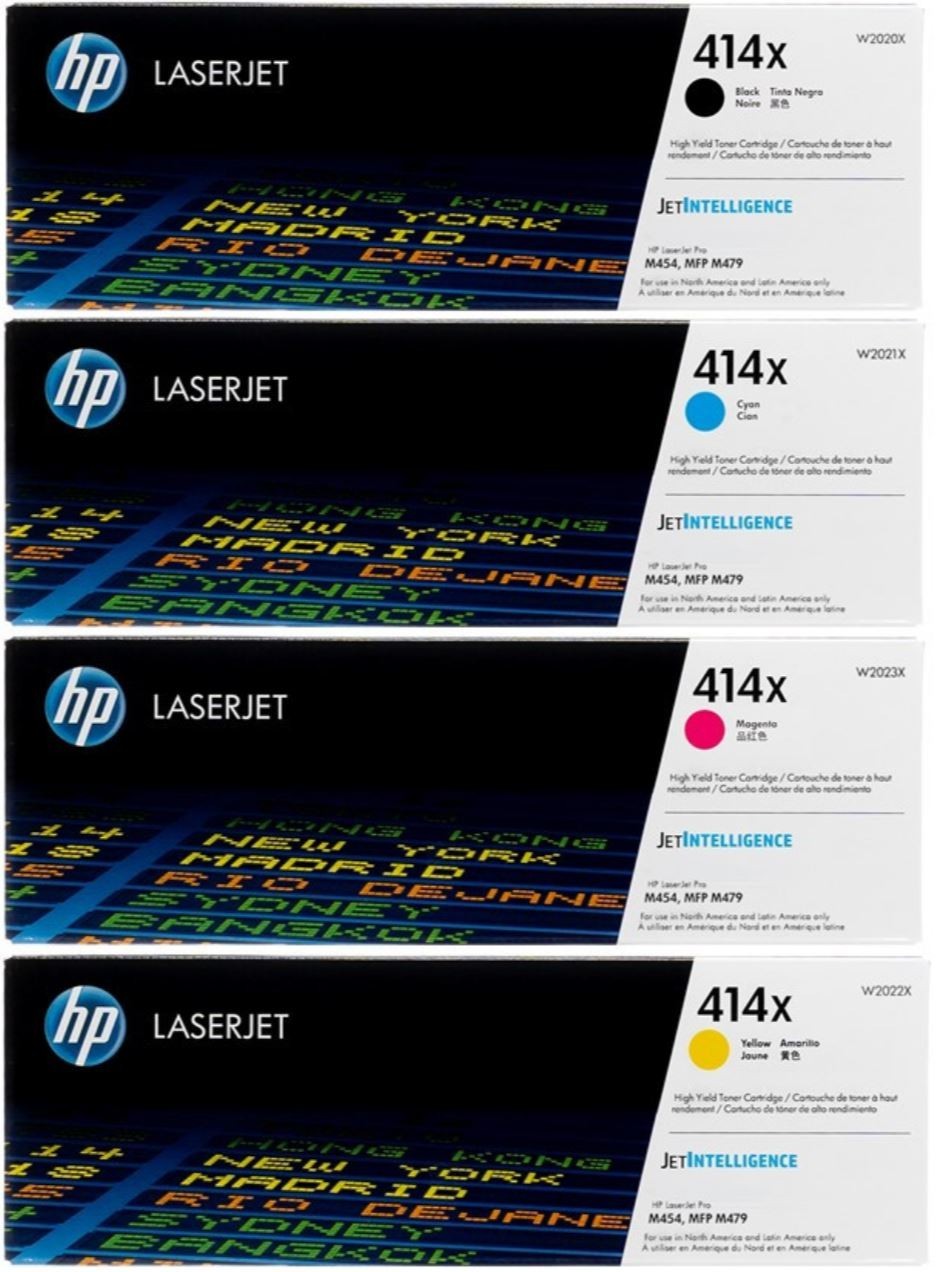HP 414X 4PACK BLACK MAGENTA CYAN YELLOW BRAND NEW Laserjet PRO M454 M479 Genuine