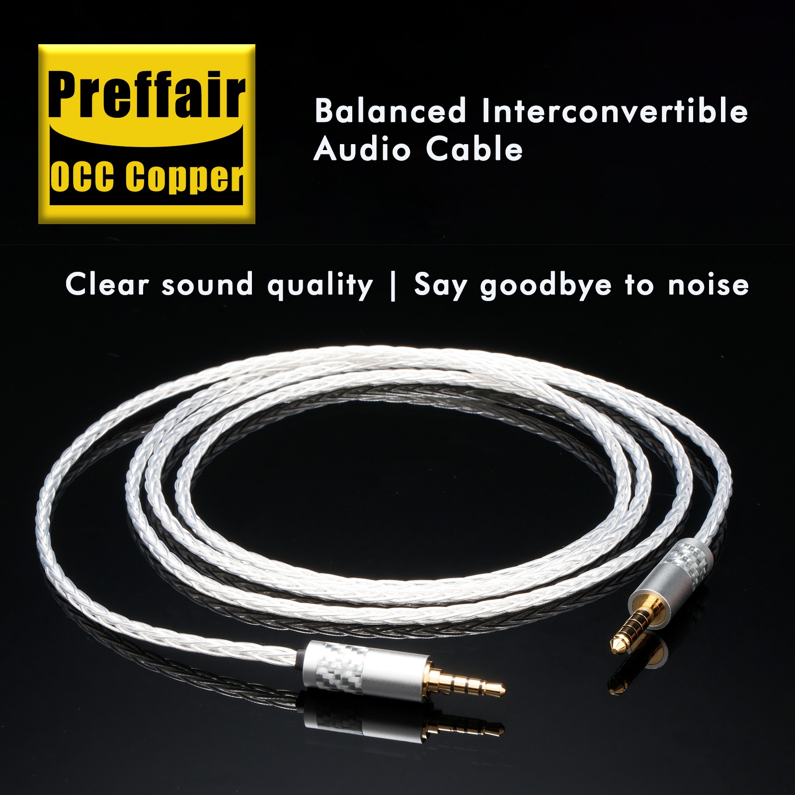 HiFi Silver Plated Audio Adapter Cable 4.4mm to 3.5mm Male Plug Balanced Adapter
