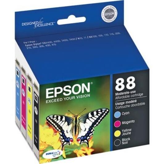 SET OF 4 Genuine Factory Sealed Epson 88 Inkjet Cartridges Dated 2018-2020