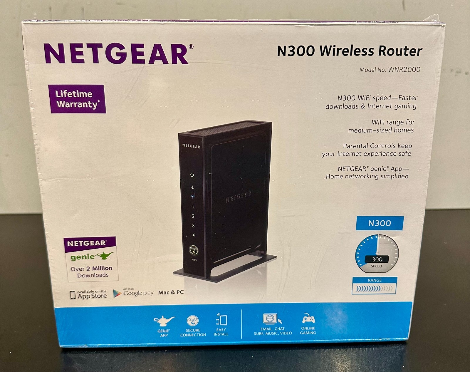 Netgear N300 300 Mbps 4-Port 10/100 Wireless N Router (WNR2000) *NEW/SEALED*
