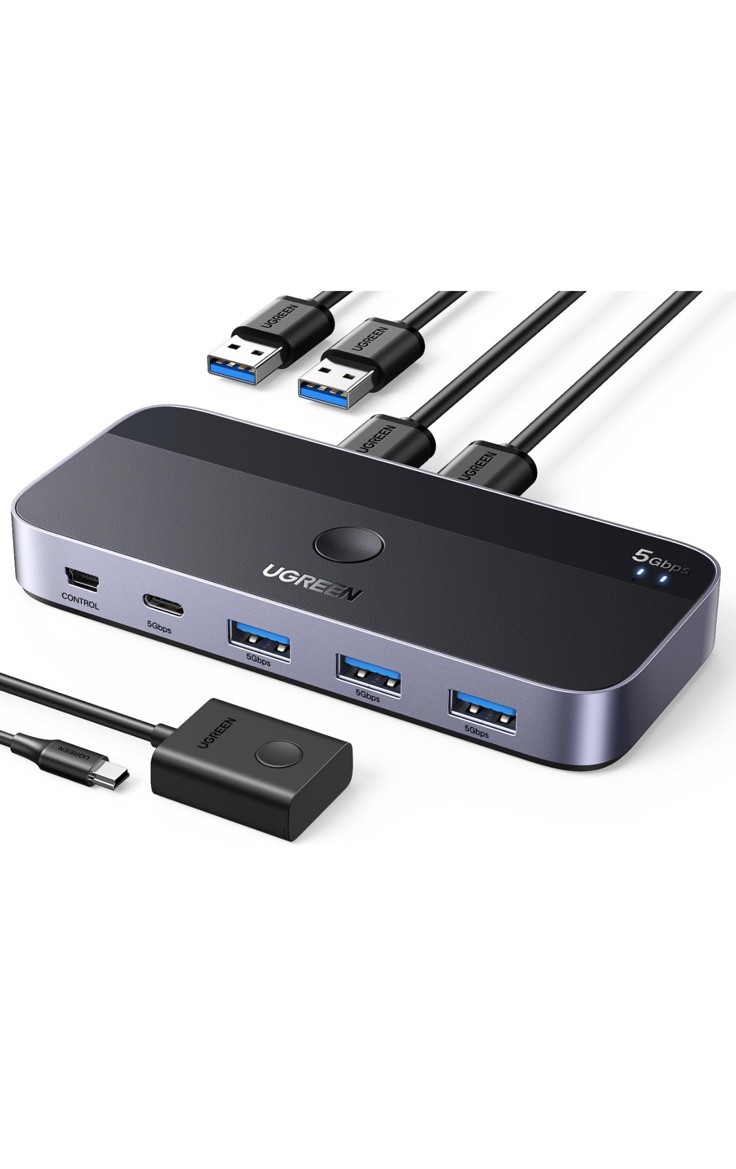 UGREEN USB 3.0 Switch 2 Computers Sharing USB C & A Devices, 4 Port USB Switcher