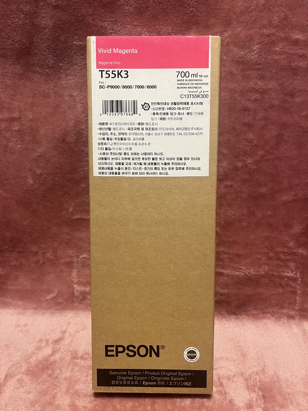 GENUINE Epson Vivid Magenta Ink 700ml For P6/7/8/9000 T55K3 Date: March 2027