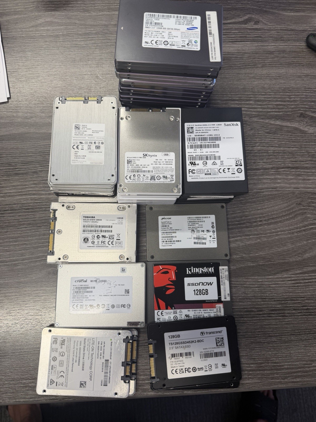 LOT OF 53  Mixed Major Brands 128GB 2.5" SATA SSD