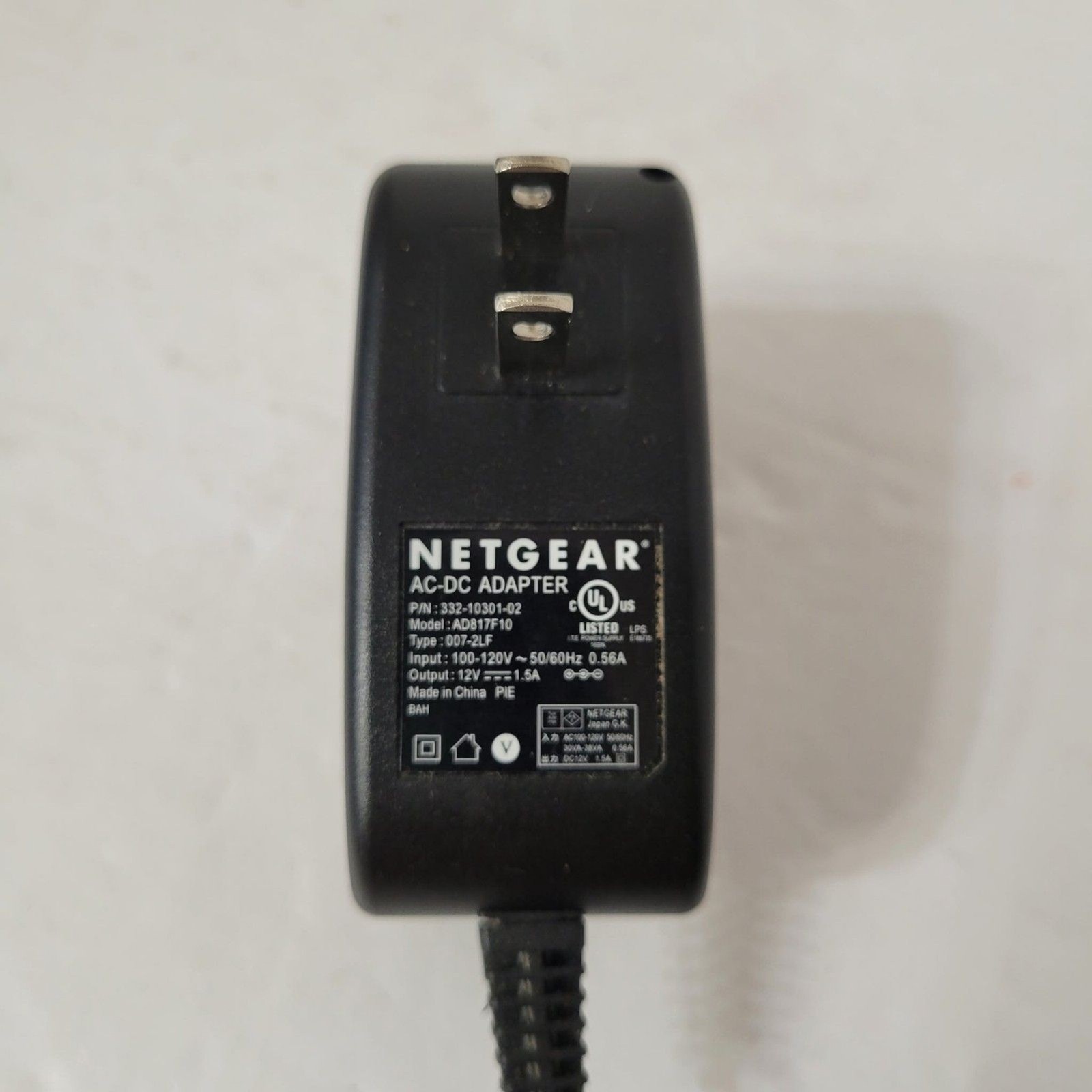 Genuine Netgear AD817F10 Part 332-10301-02 AC Adapter 12V 1.5A Power Supply ONLY