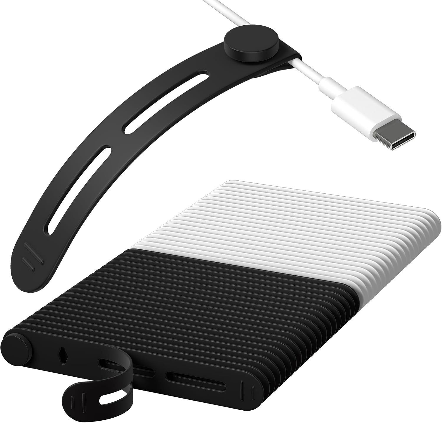 40Pcs Reusable Cable Ties, Adjustable Cord Organizer, Black+White