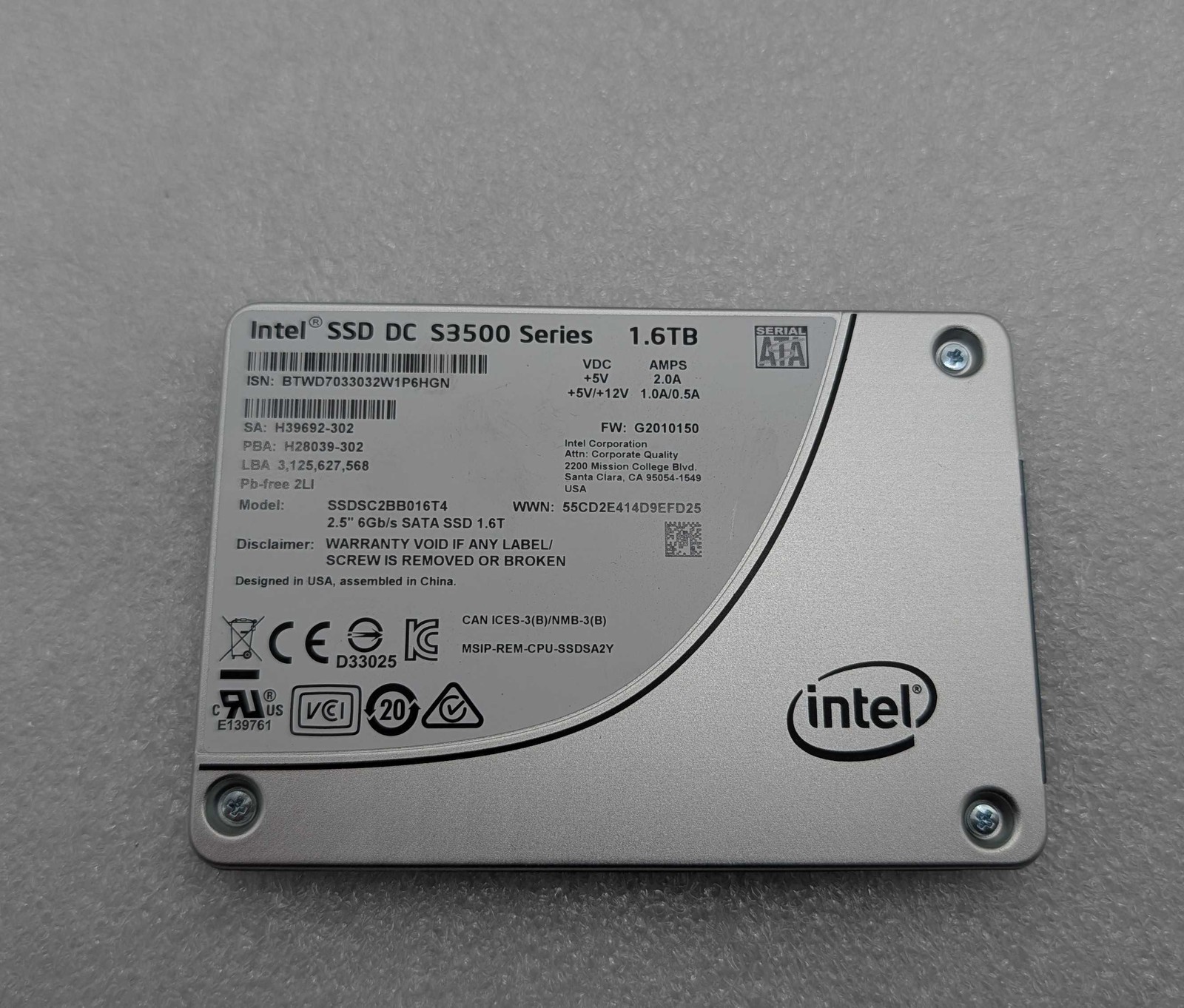 Intel SSD DC S3500 Series 1.6TB (SSDSC2BB016T4) 2.5"