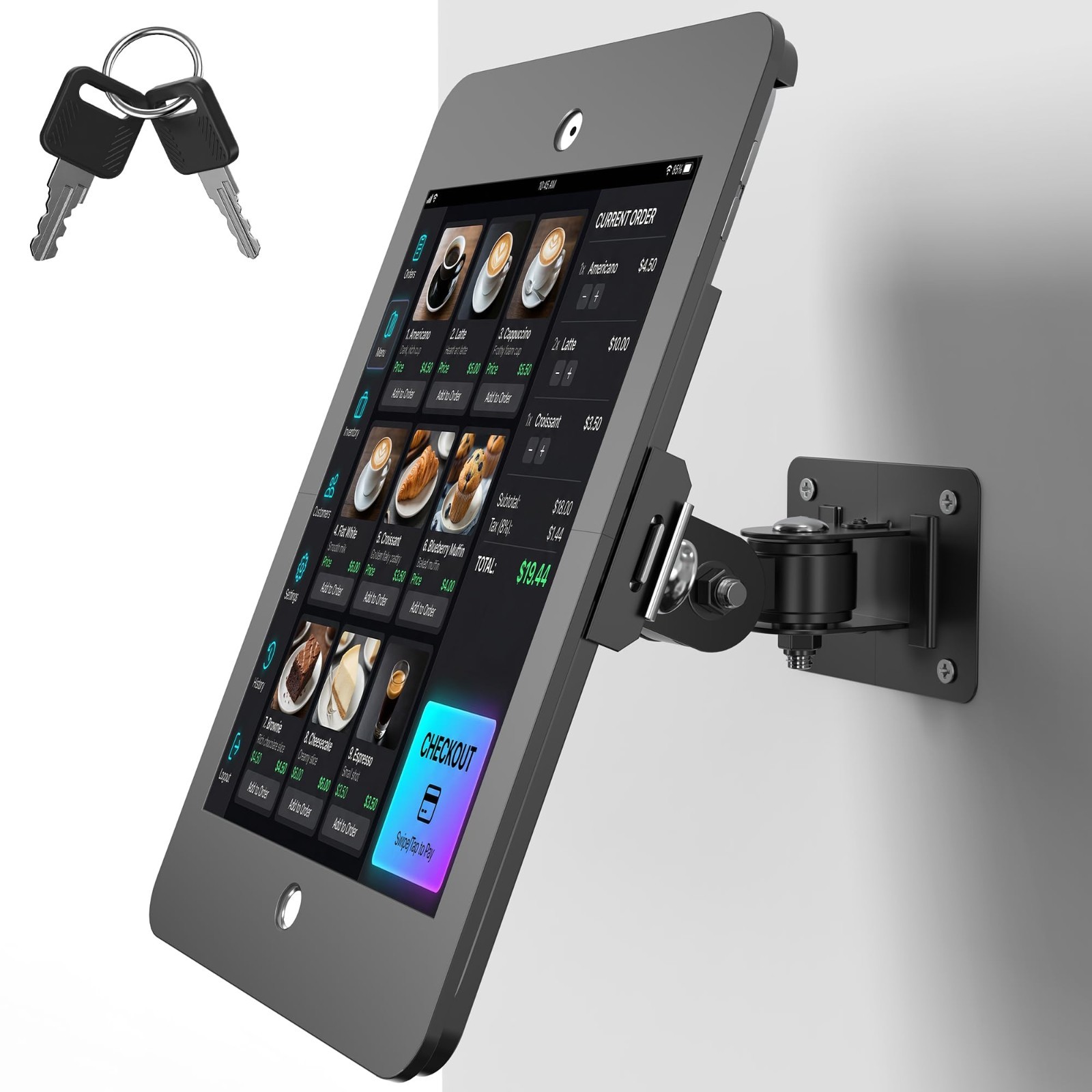 Anti-Theft iPad Wall Mount Bracket, Heavy-Duty Aluminum Tablet Kiosk Enclosure w
